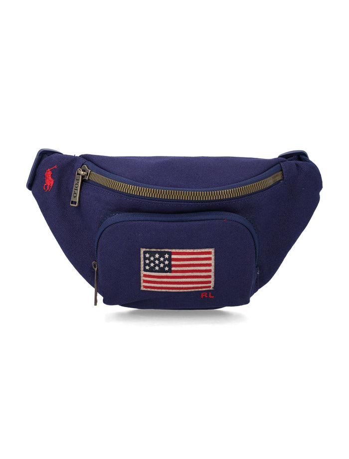 Polo Ralph Lauren navy canvas belt bag with embroidered flag Cotton