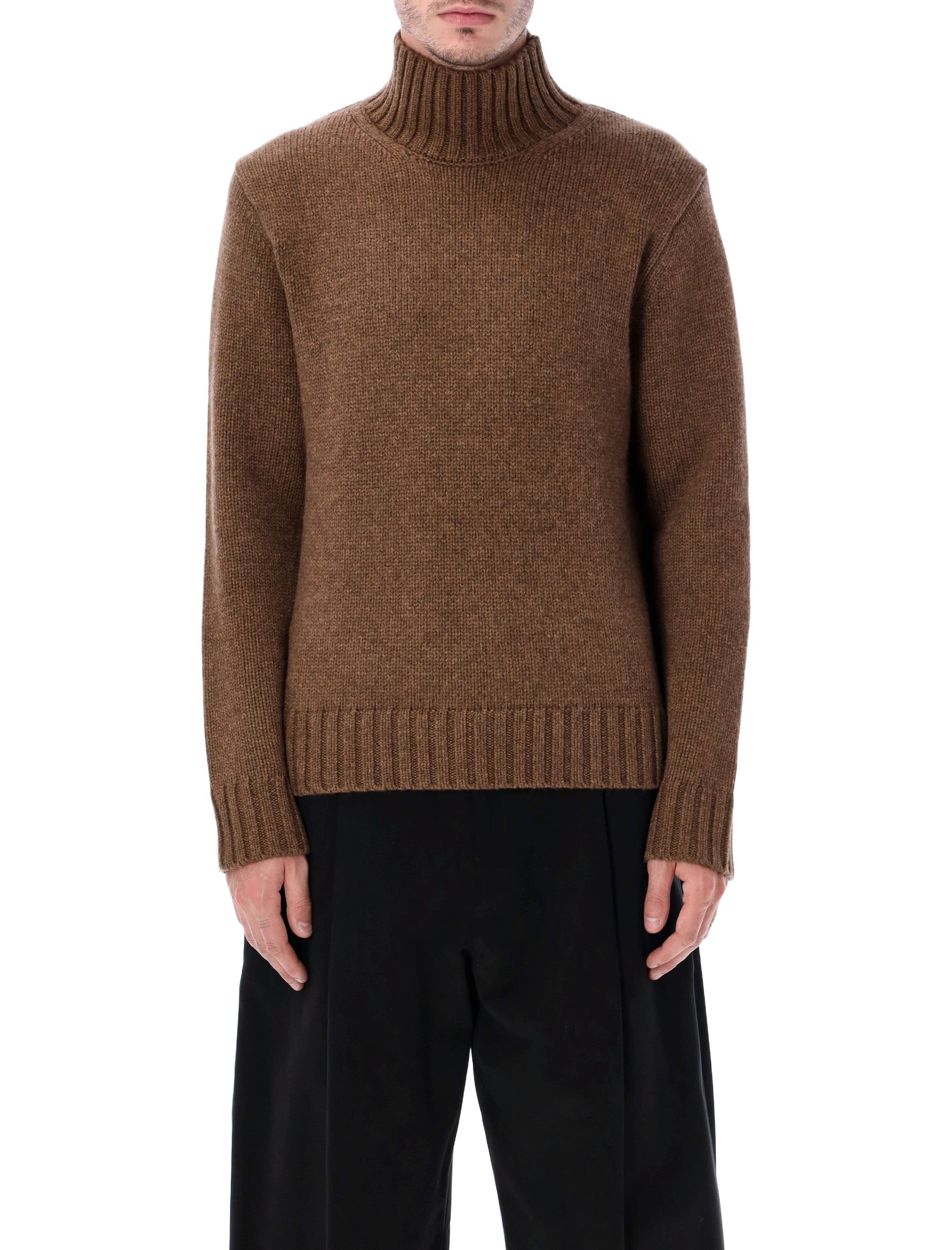 Studio Nicholson Loris yak and merino wool high-neck knit Caramel Sweater