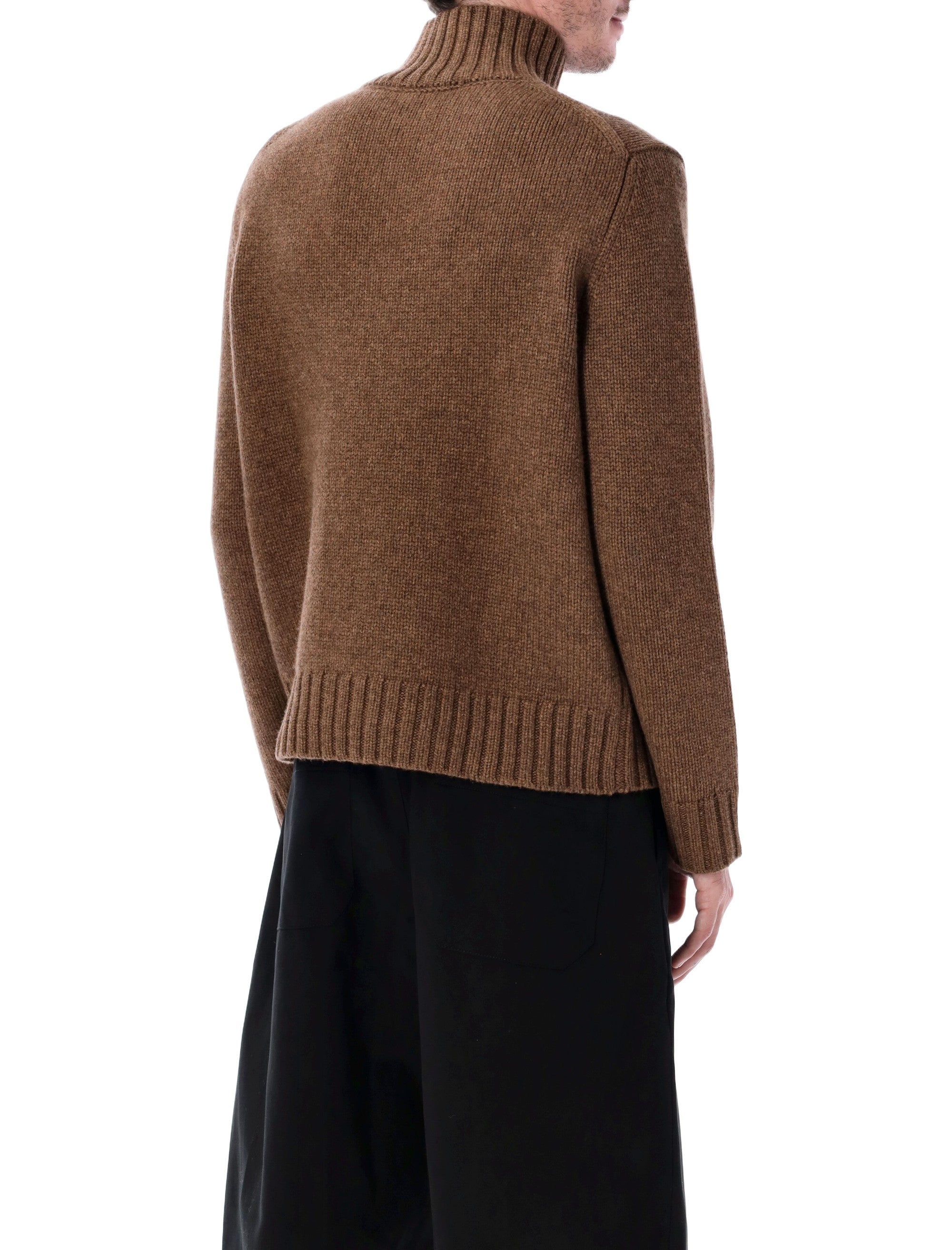 Studio Nicholson Loris yak and merino wool high-neck knit Caramel Sweater