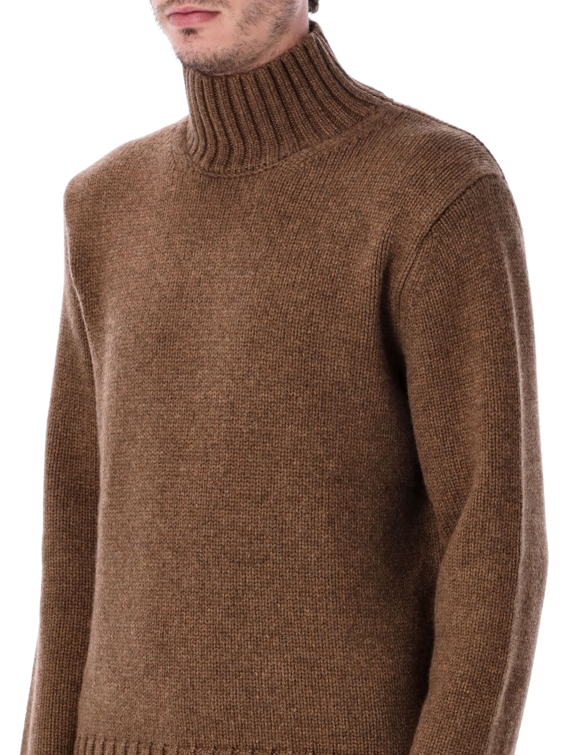 Studio Nicholson Loris yak and merino wool high-neck knit Caramel Sweater