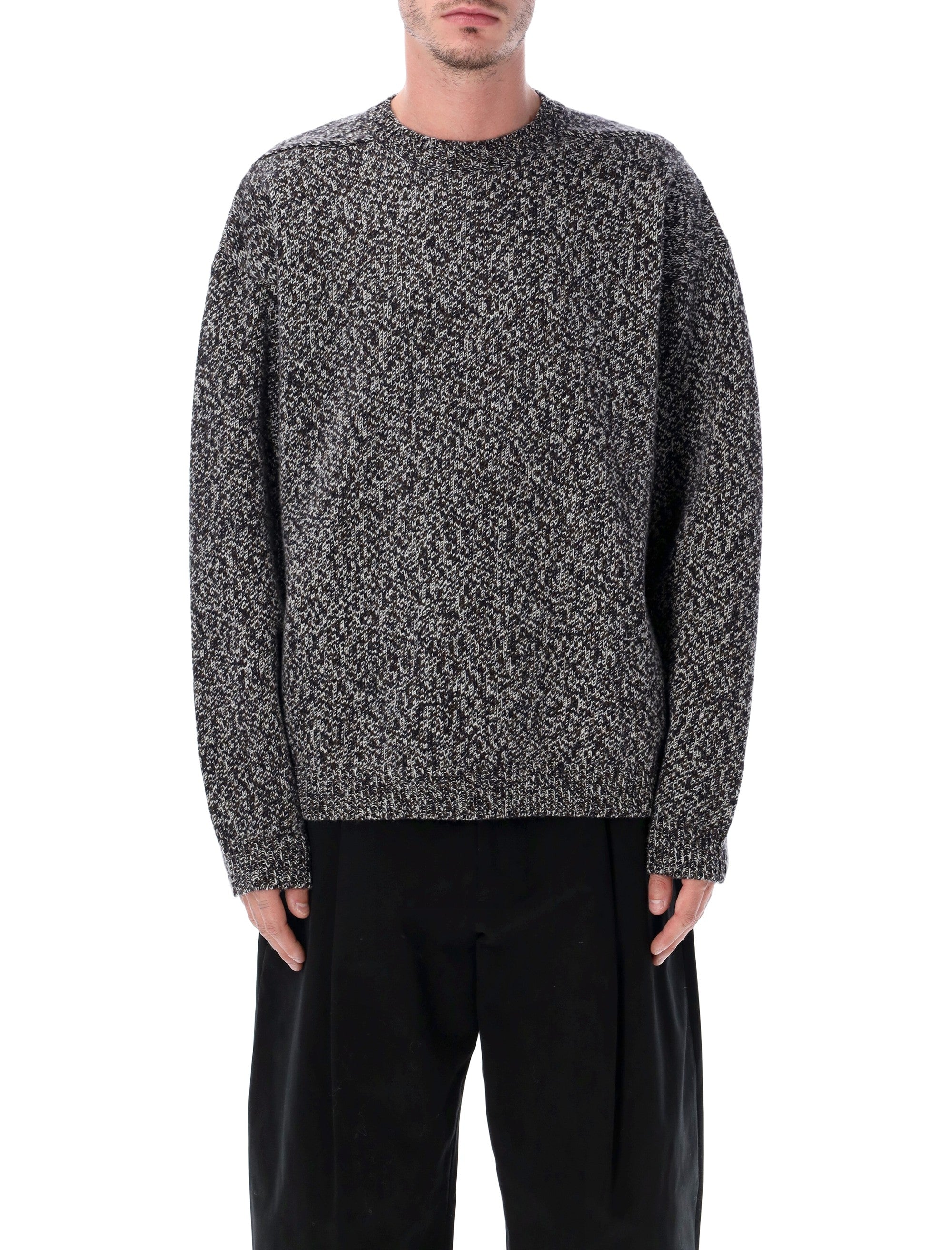 Studio Nicholson Hemyl Mouline Wool Sweater Navy Lambswool