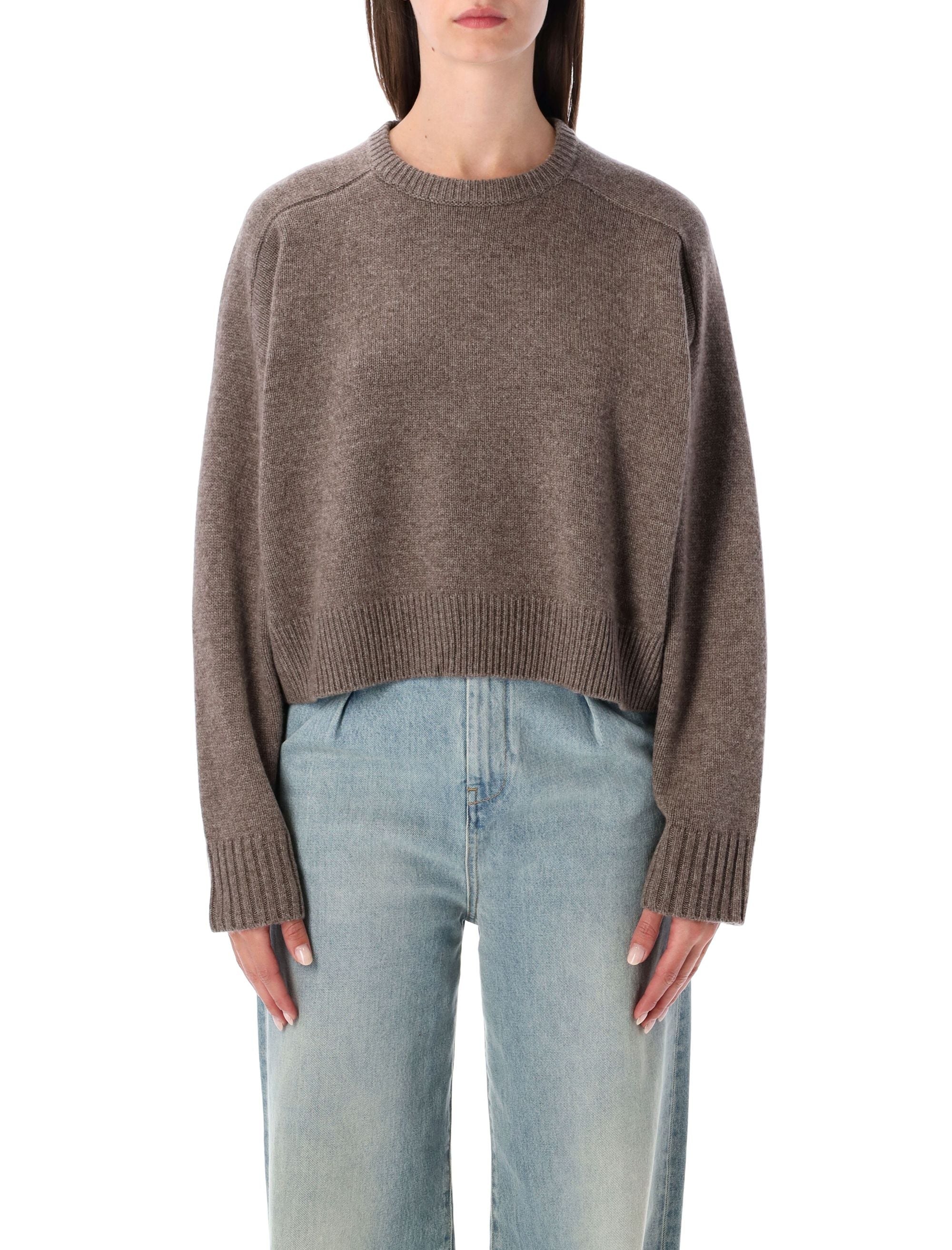 Bruzzi Cropped Wool and Cashmere Sweater Taupe Melange