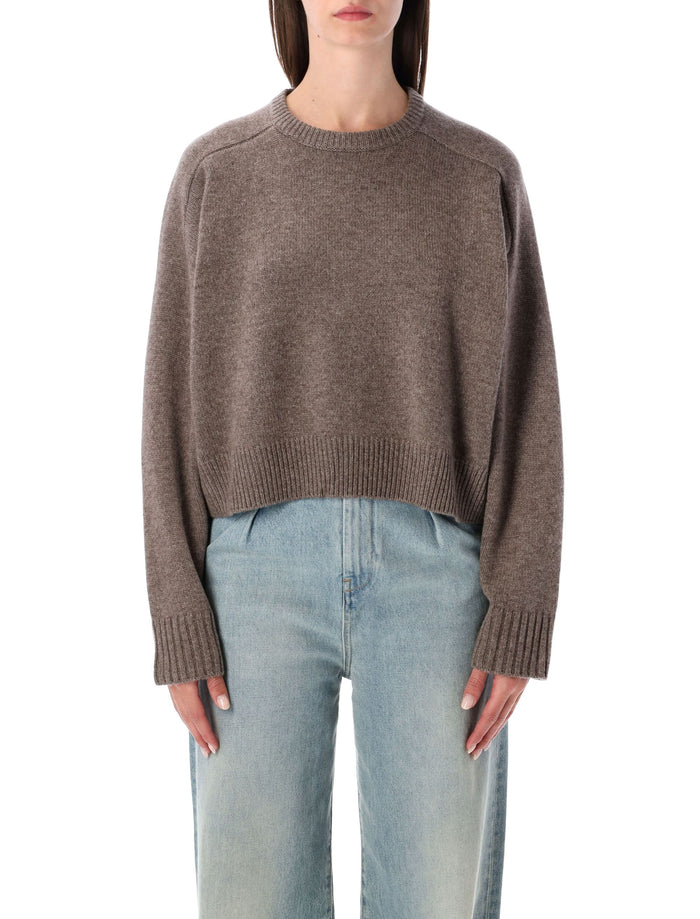 Bruzzi Cropped Wool and Cashmere Sweater Taupe Melange