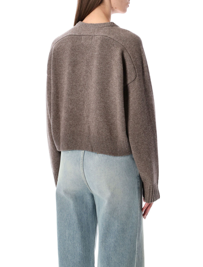 Bruzzi Cropped Wool and Cashmere Sweater Taupe Melange