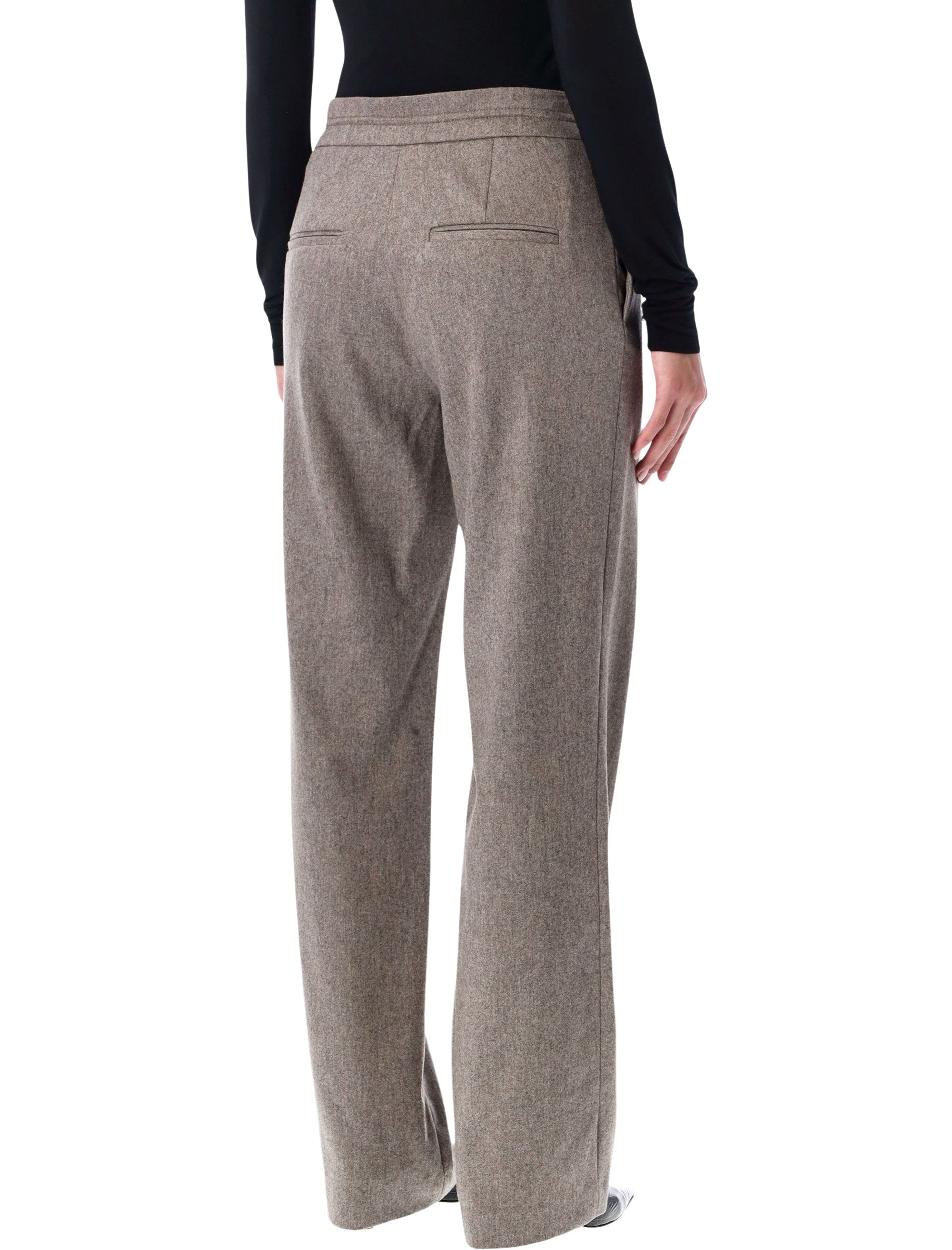LouLou de Saison Harlem wool-blend flannel trousers Taupe Melange Virgin Wool Pant