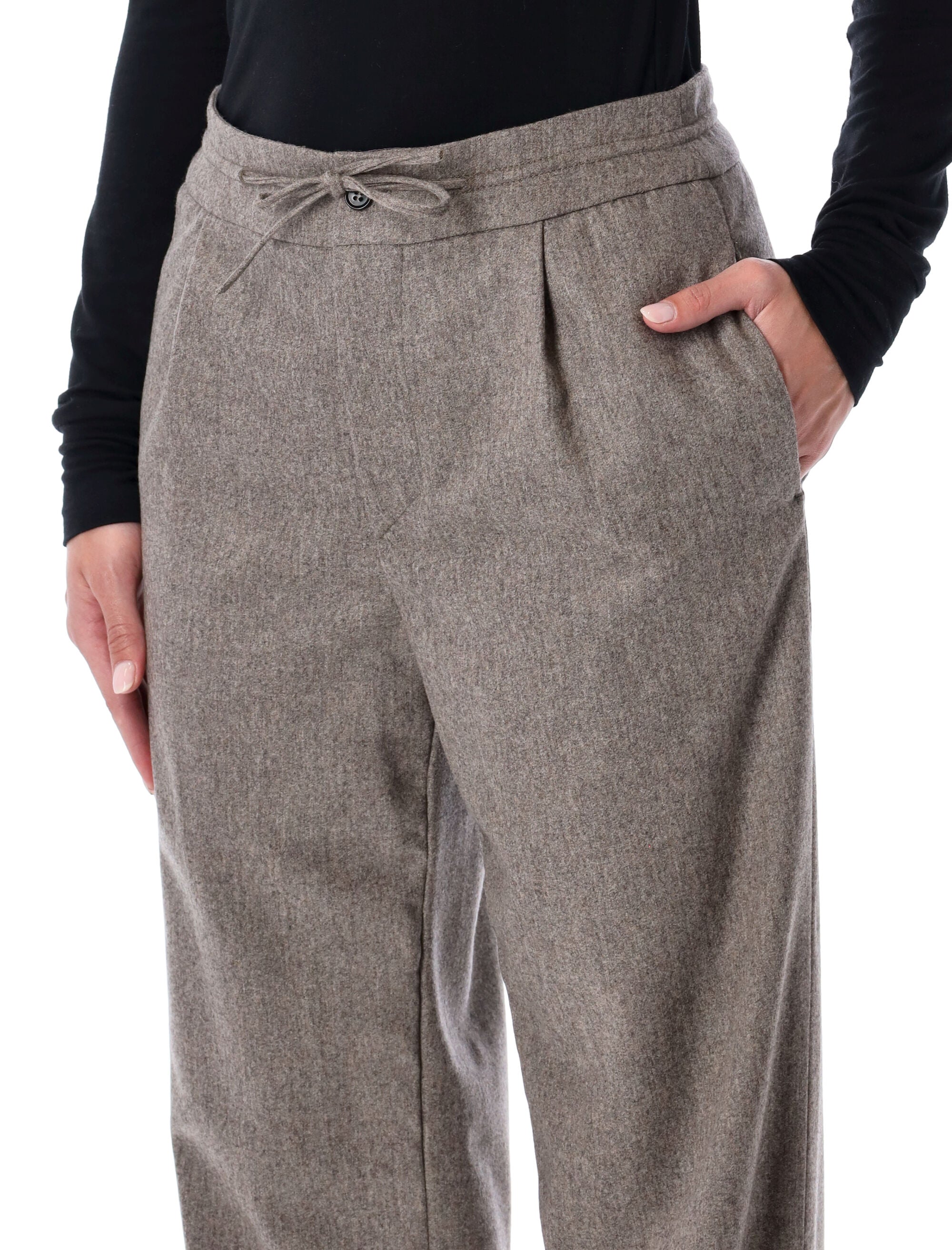 LouLou de Saison Harlem wool-blend flannel trousers Taupe Melange Virgin Wool Pant