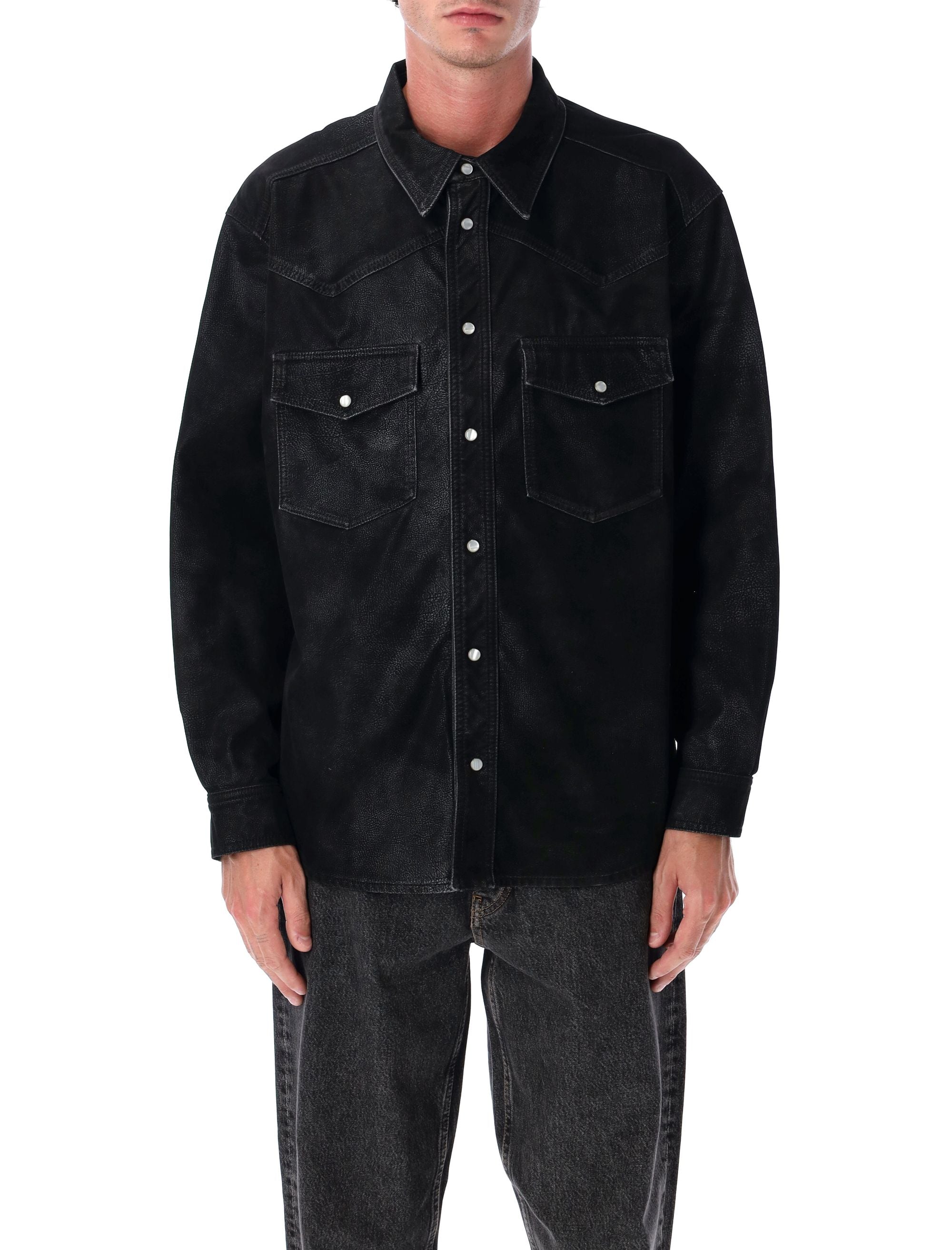 Marant Kadrian Black Eco Leather Overshirt Polyurethane Shirt