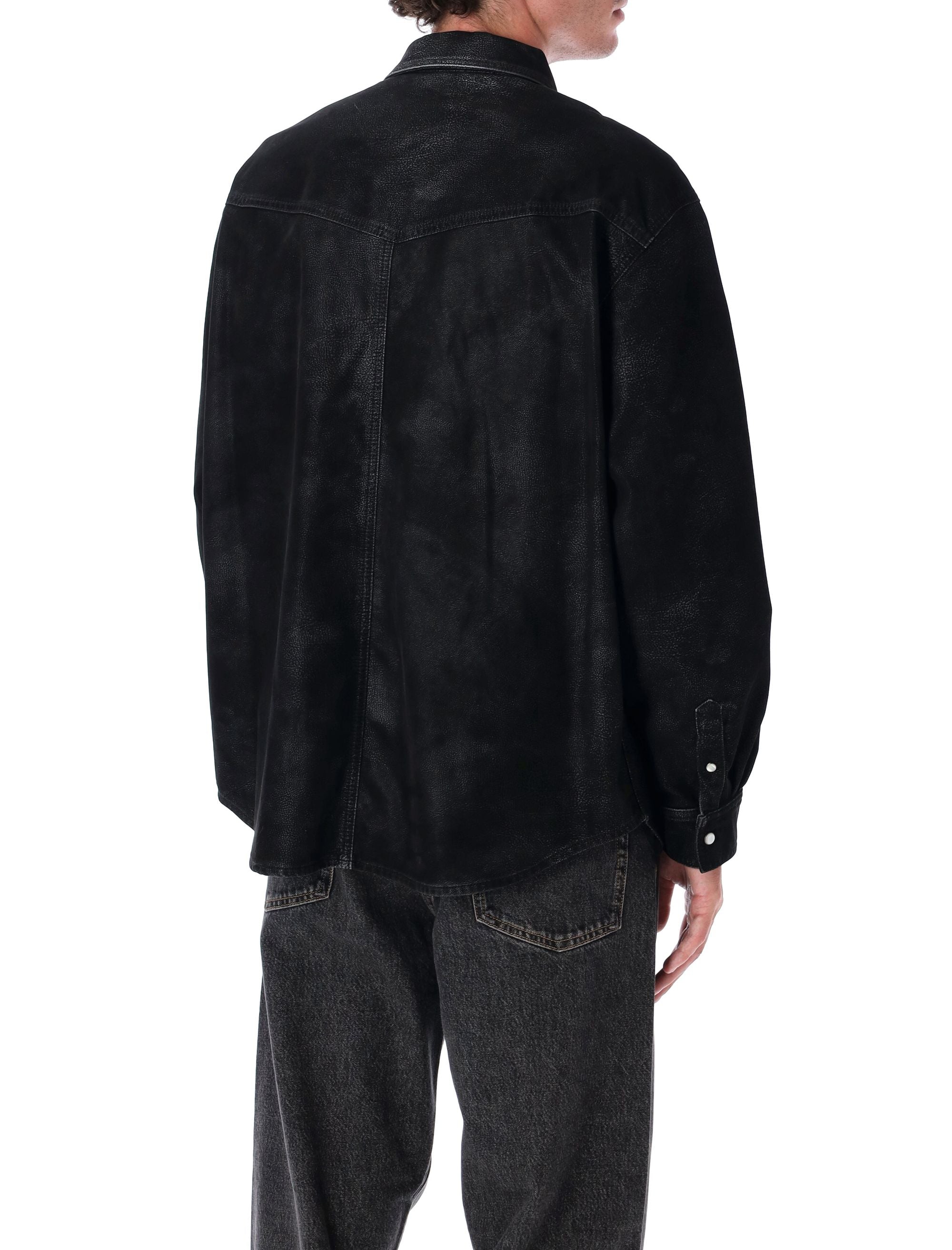 Marant Kadrian Black Eco Leather Overshirt Polyurethane Shirt