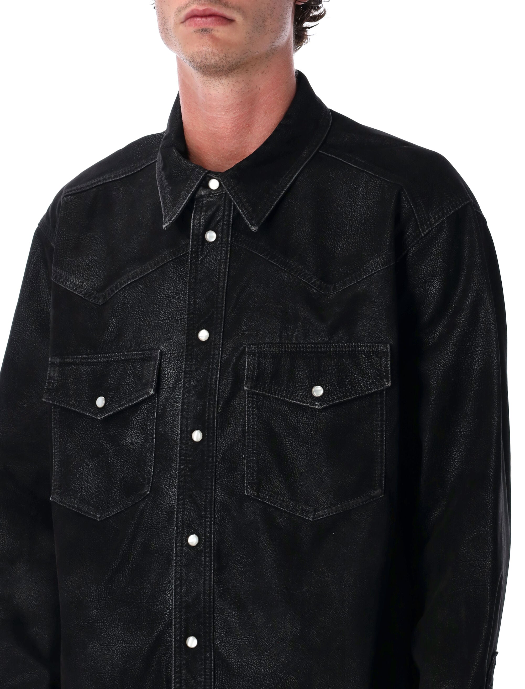 Marant Kadrian Black Eco Leather Overshirt Polyurethane Shirt