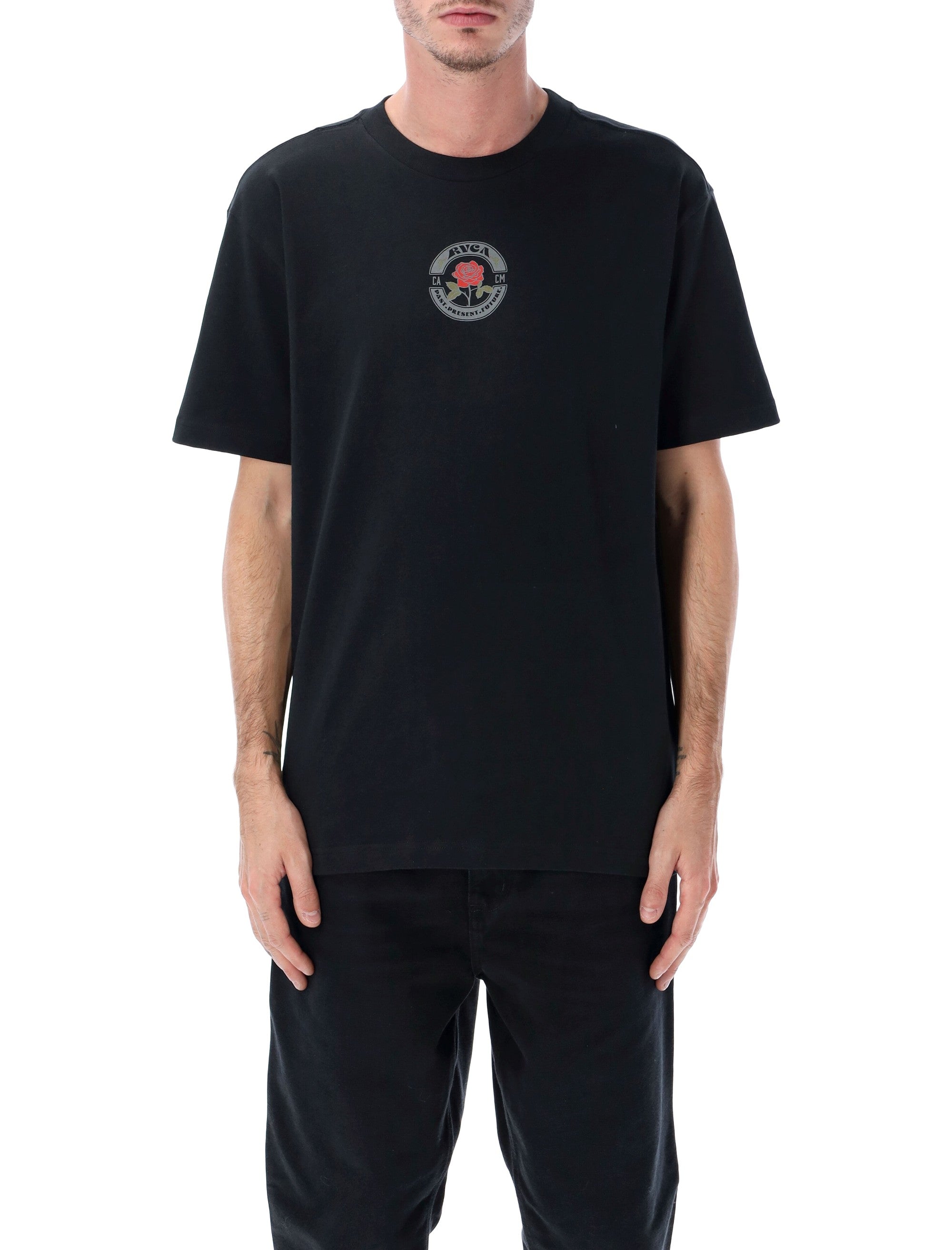 RVCA Roses Poster t-shirt Black Cotton Tshirt
