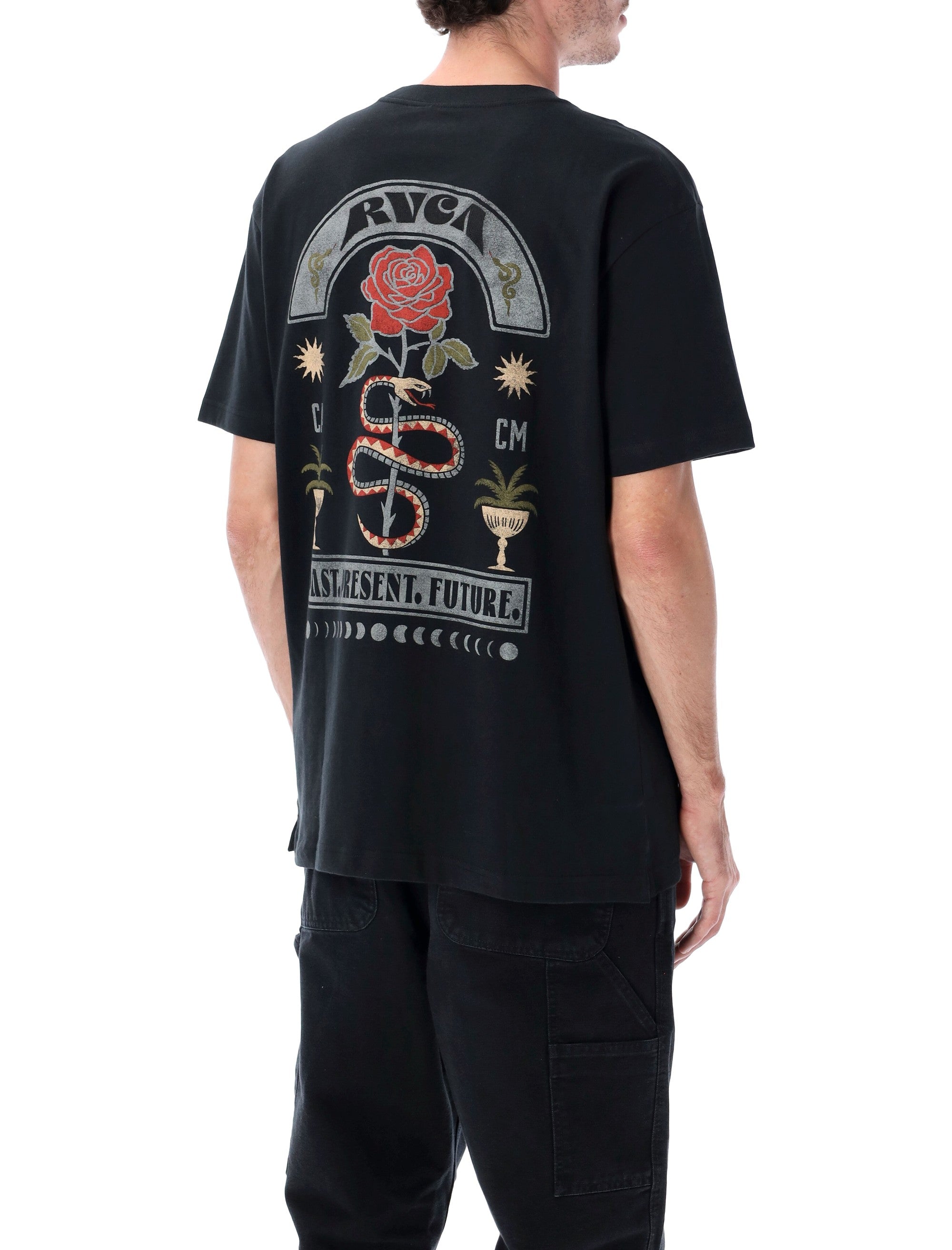 RVCA Roses Poster t-shirt Black Cotton Tshirt