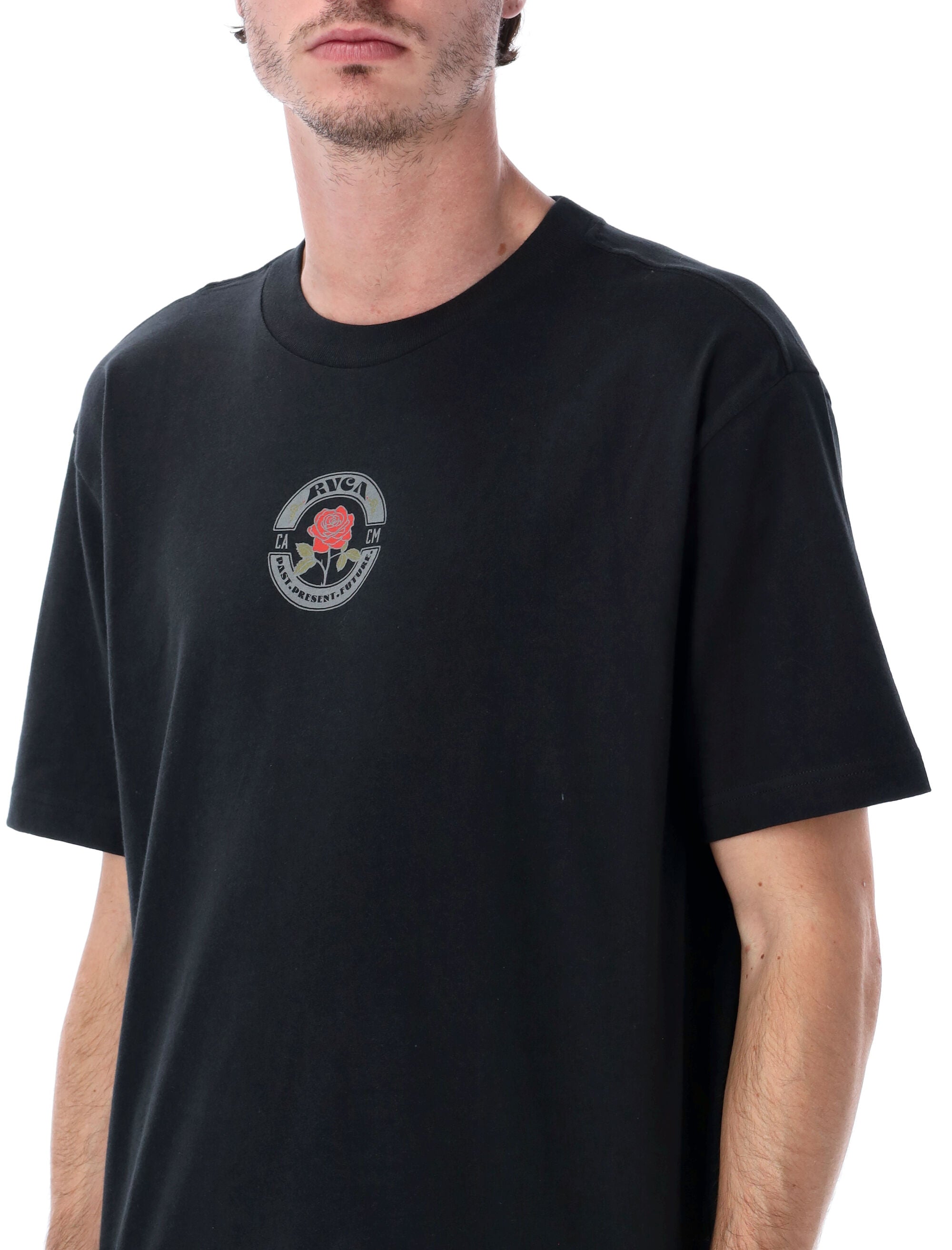 RVCA Roses Poster t-shirt Black Cotton Tshirt