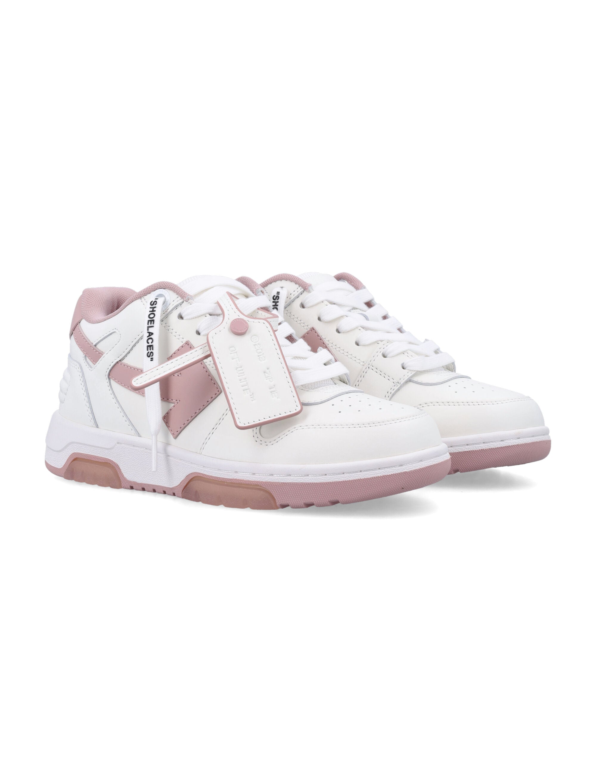 Off-White Out of Office Womens Leather Sneakers White Pink Upper