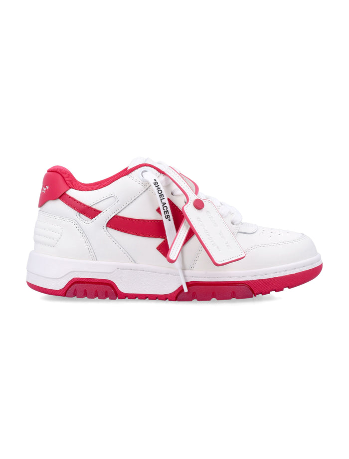 Off-White Out of Office Womens Calf Leather Sneakers White Fuchsia Upper