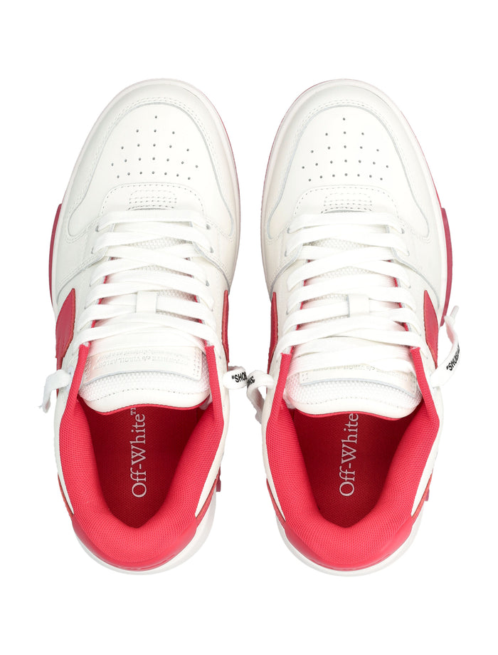 Off-White Out of Office Womens Calf Leather Sneakers White Fuchsia Upper