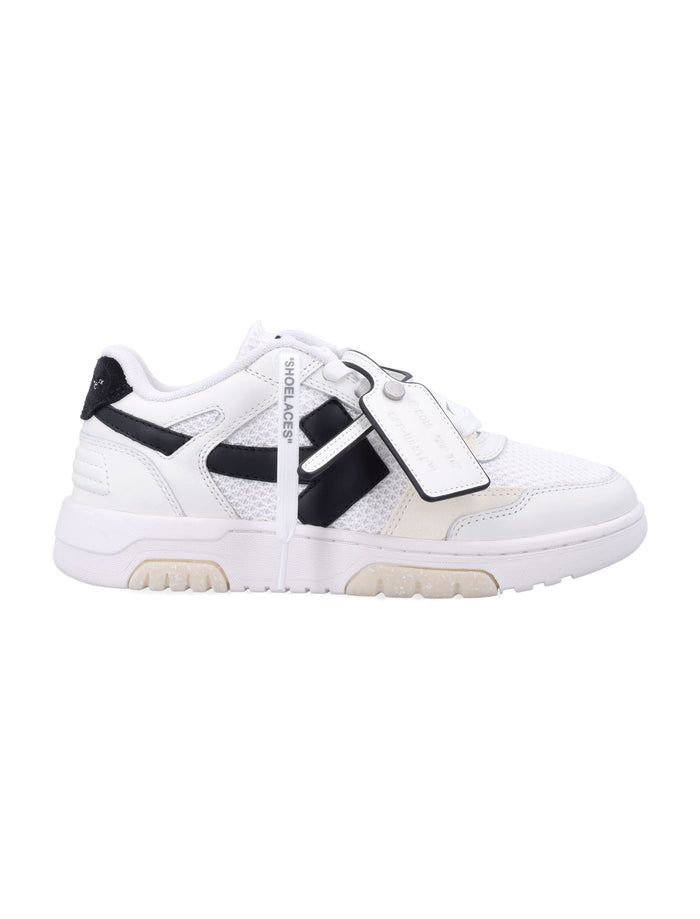 Off-White Slim Out Of Office White Black Womans Sneakers Upper