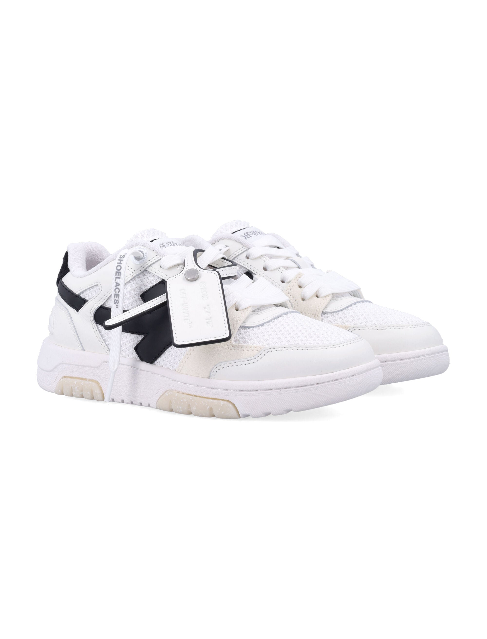 Off-White Slim Out Of Office White Black Womans Sneakers Upper