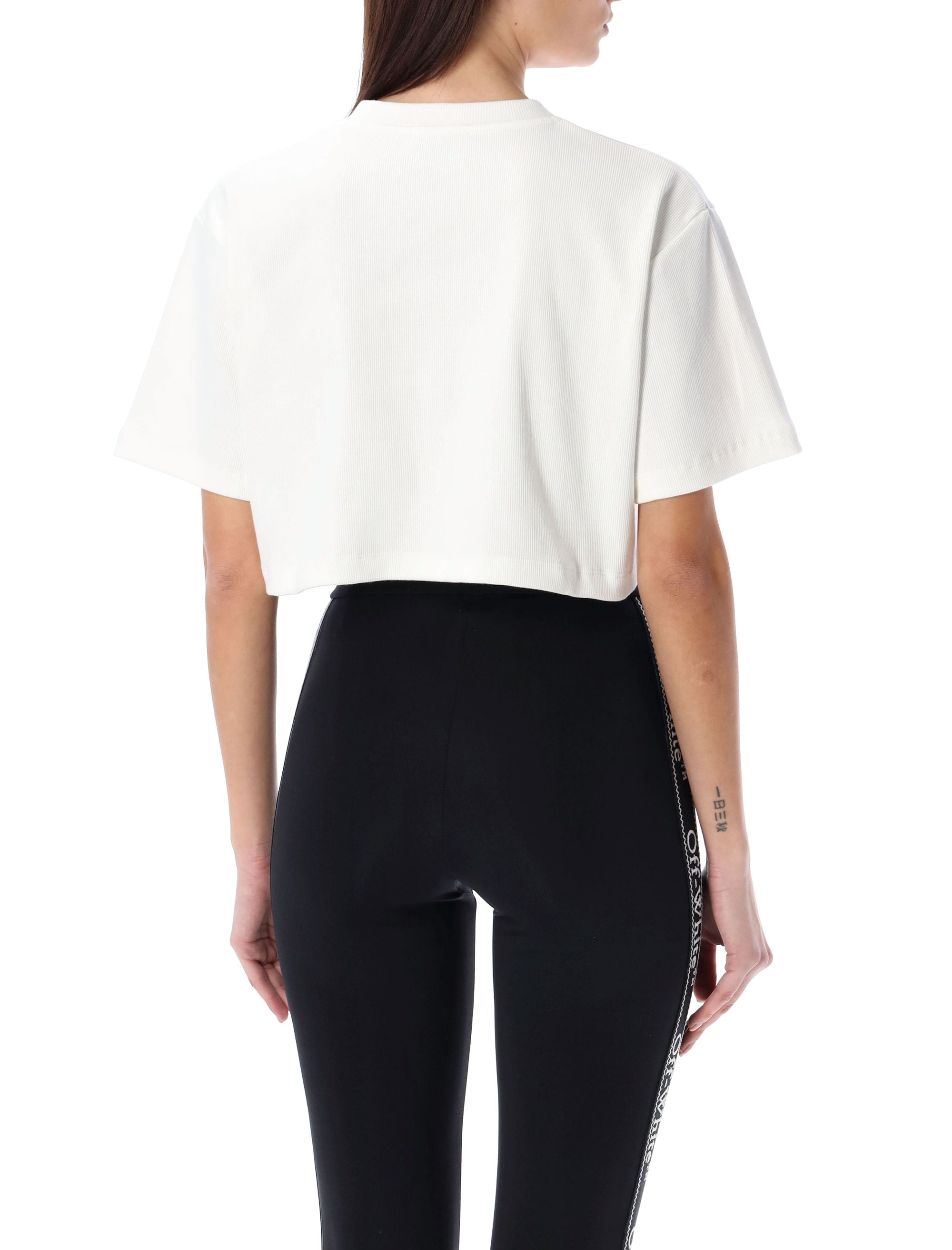 Off stamp rib cropped tee White Cotton Tshirt