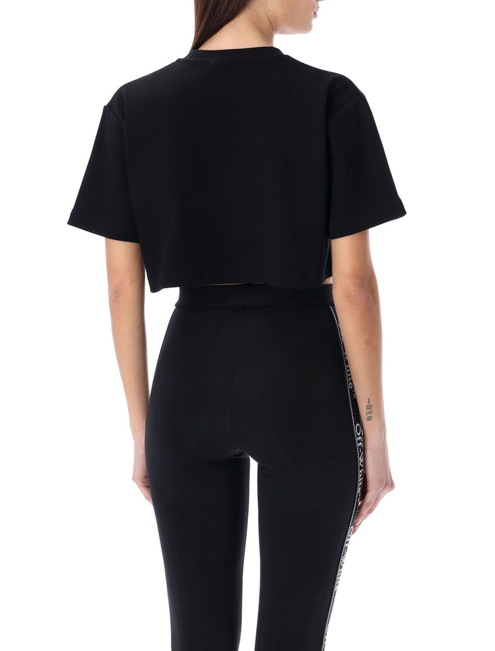 Off stamp rib cropped tee Black Cotton Tshirt