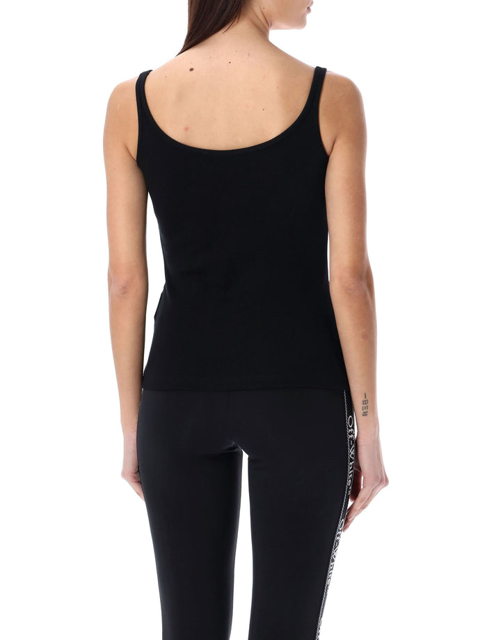 Off stamp rib tank top Black Cotton