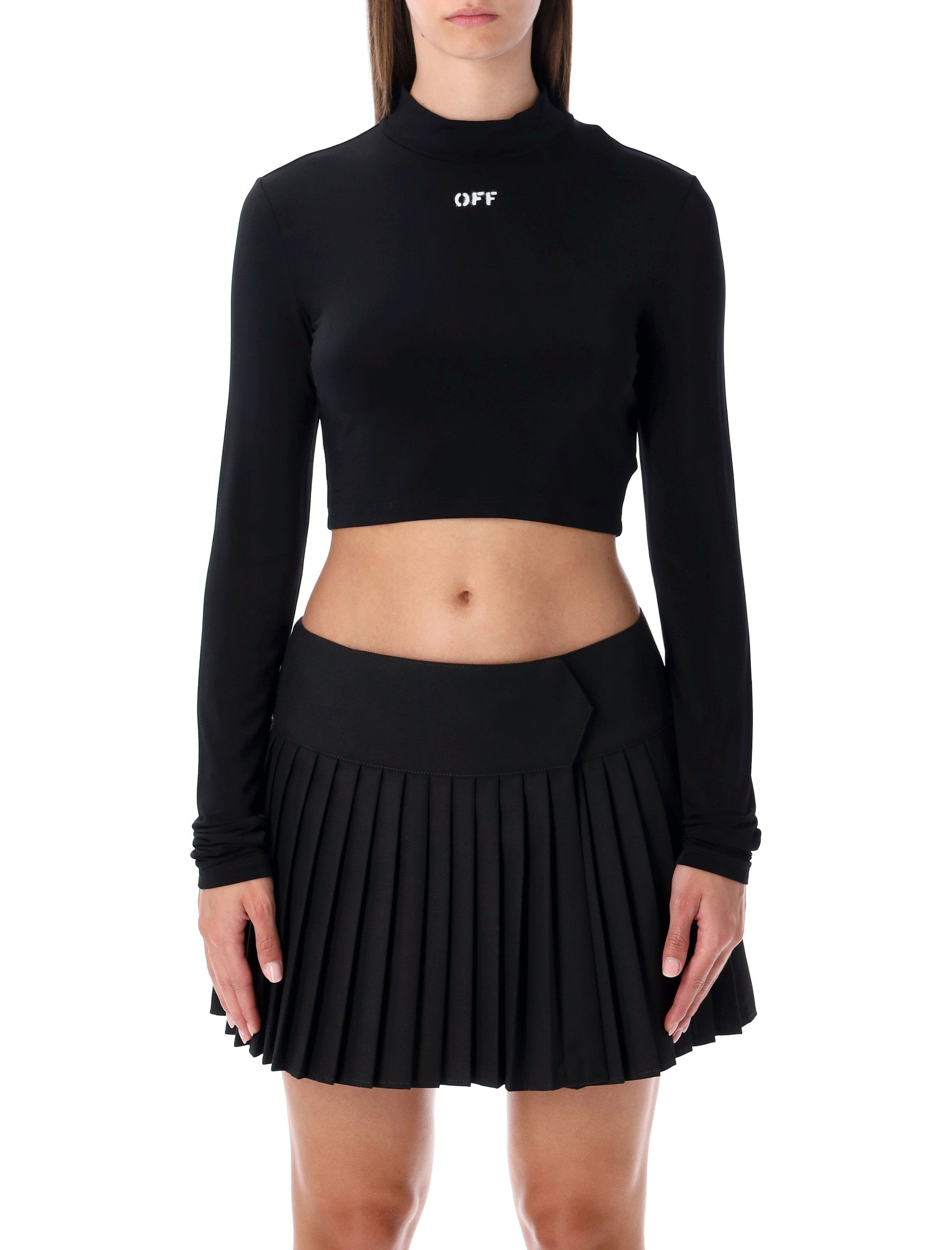 Off-White Off Stamp cropped long-sleeve top Black Viscose