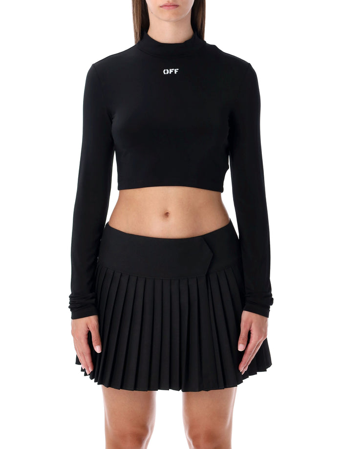 Off-White Off Stamp cropped long-sleeve top Black Viscose