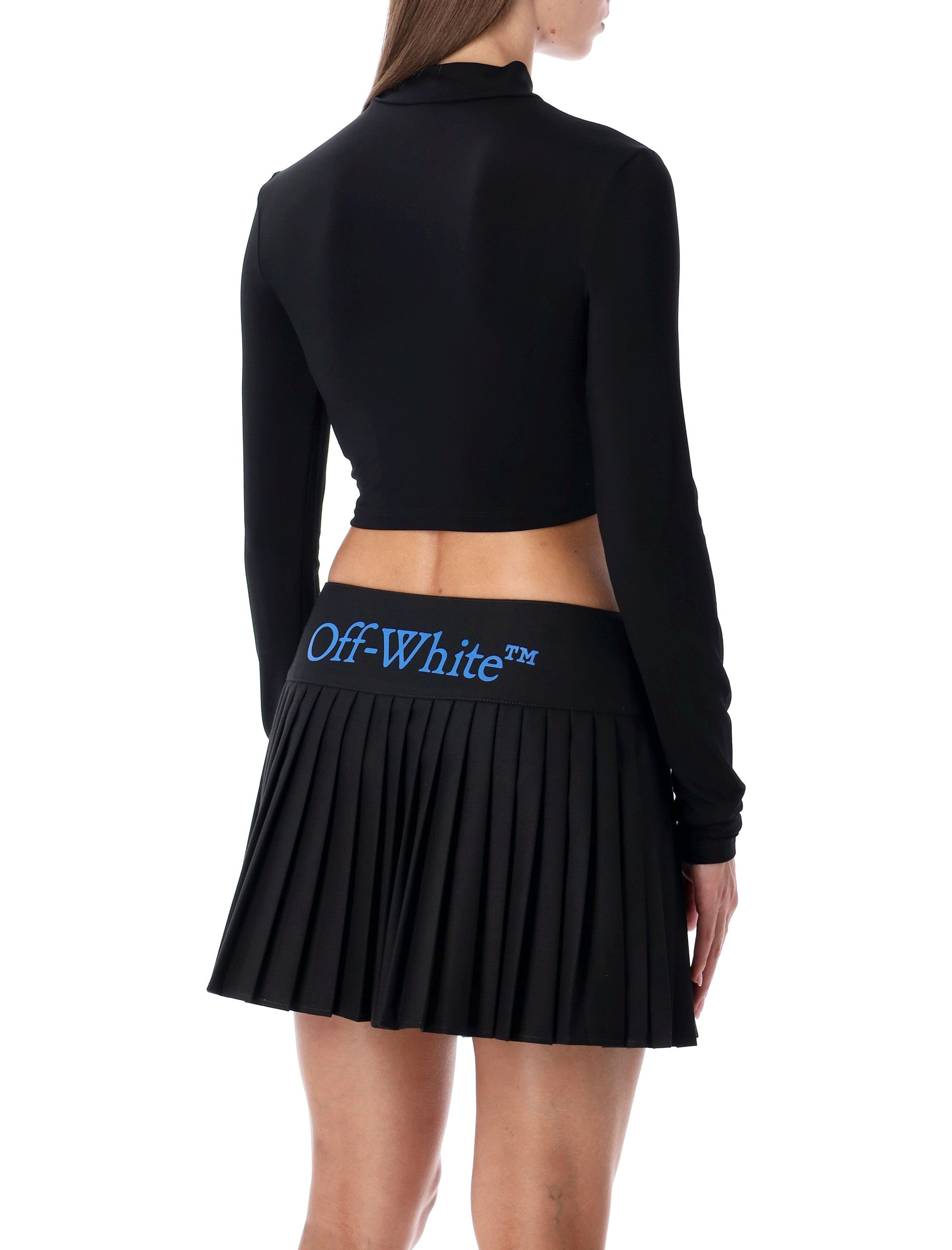 Off-White Off Stamp cropped long-sleeve top Black Viscose