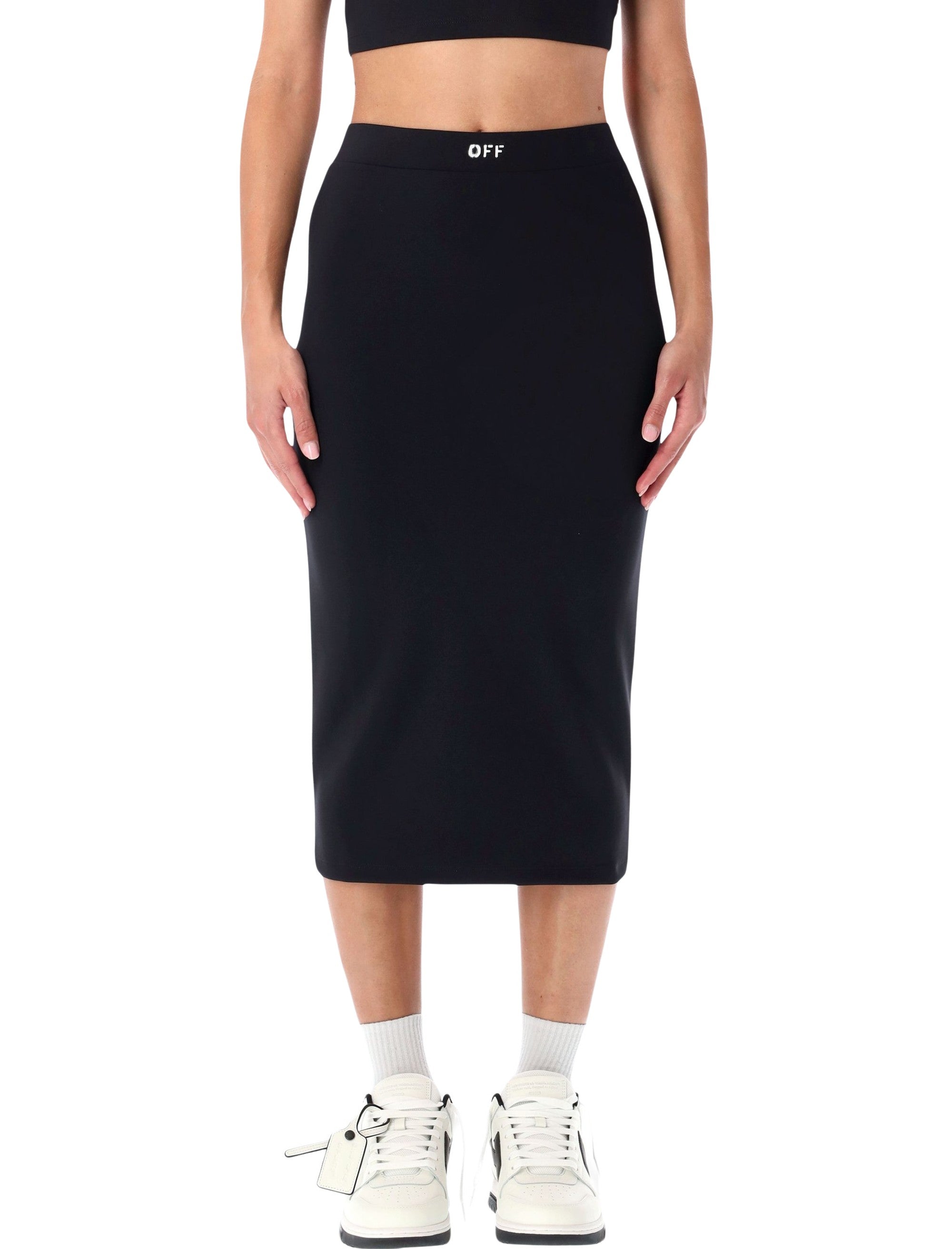 Off-White Sleek stretch midi skirt Black Polyamide