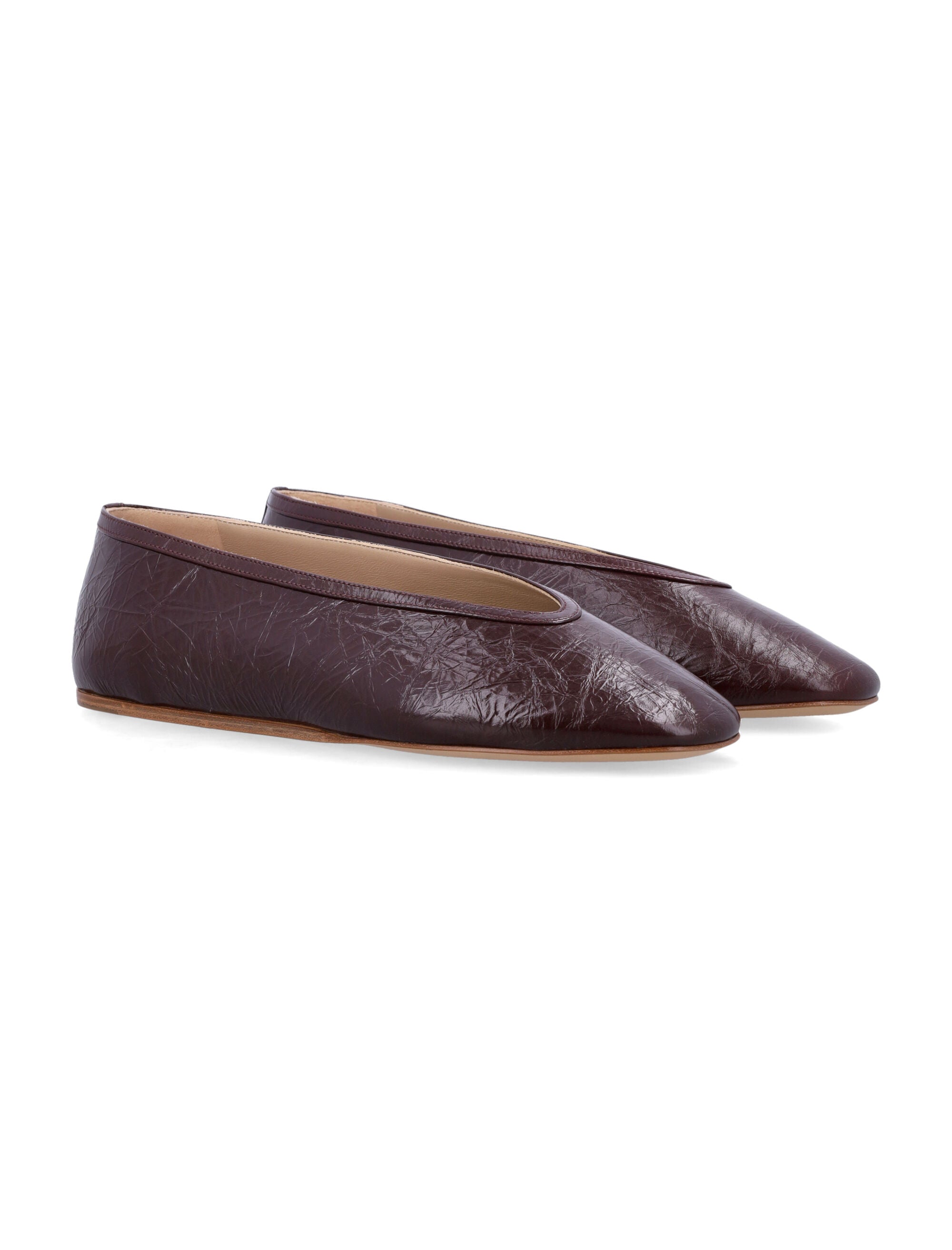 Luna Slippers Auberigne Naplack Leather Burgundy Upper Flat Shoes