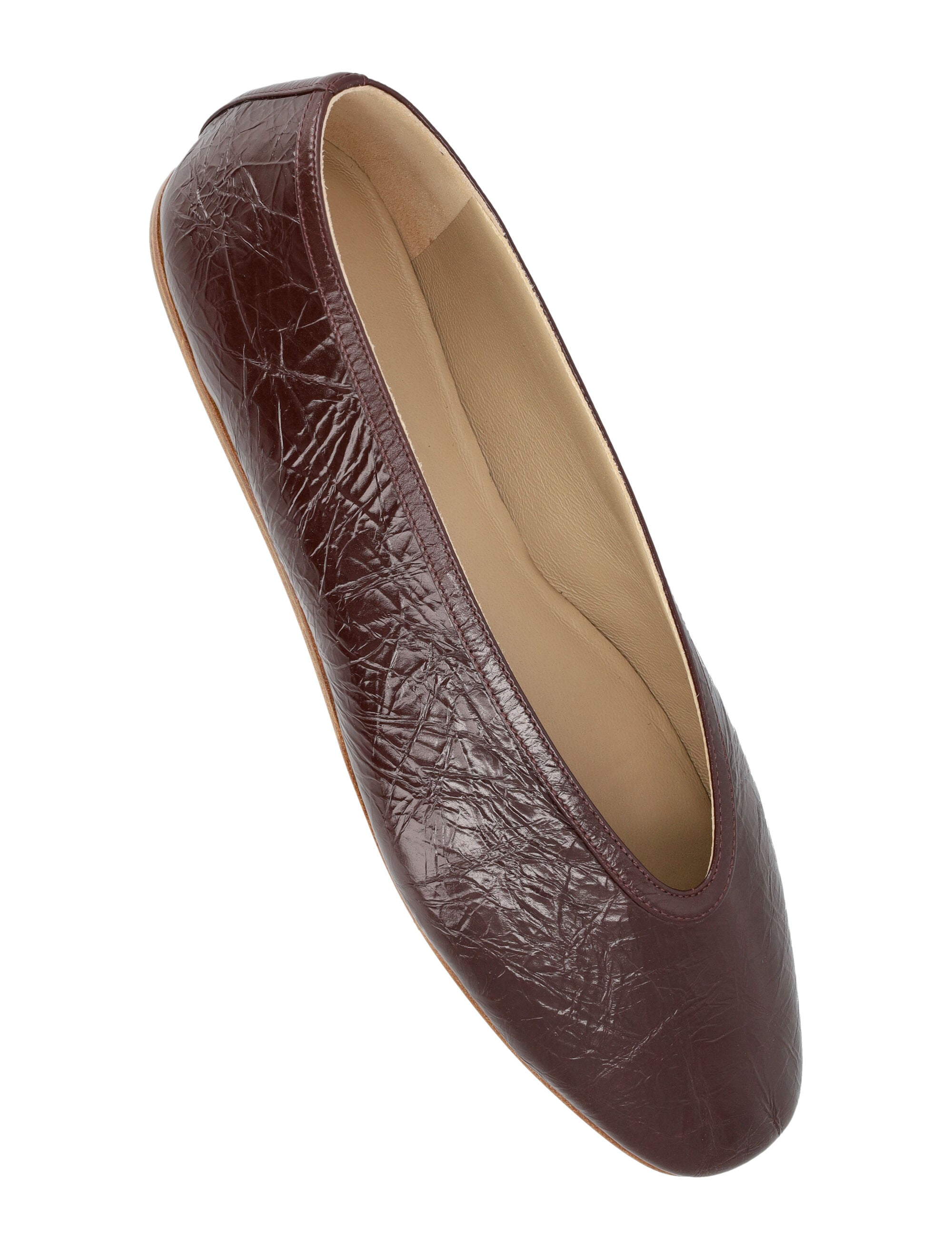 Luna Slippers Auberigne Naplack Leather Burgundy Upper Flat Shoes