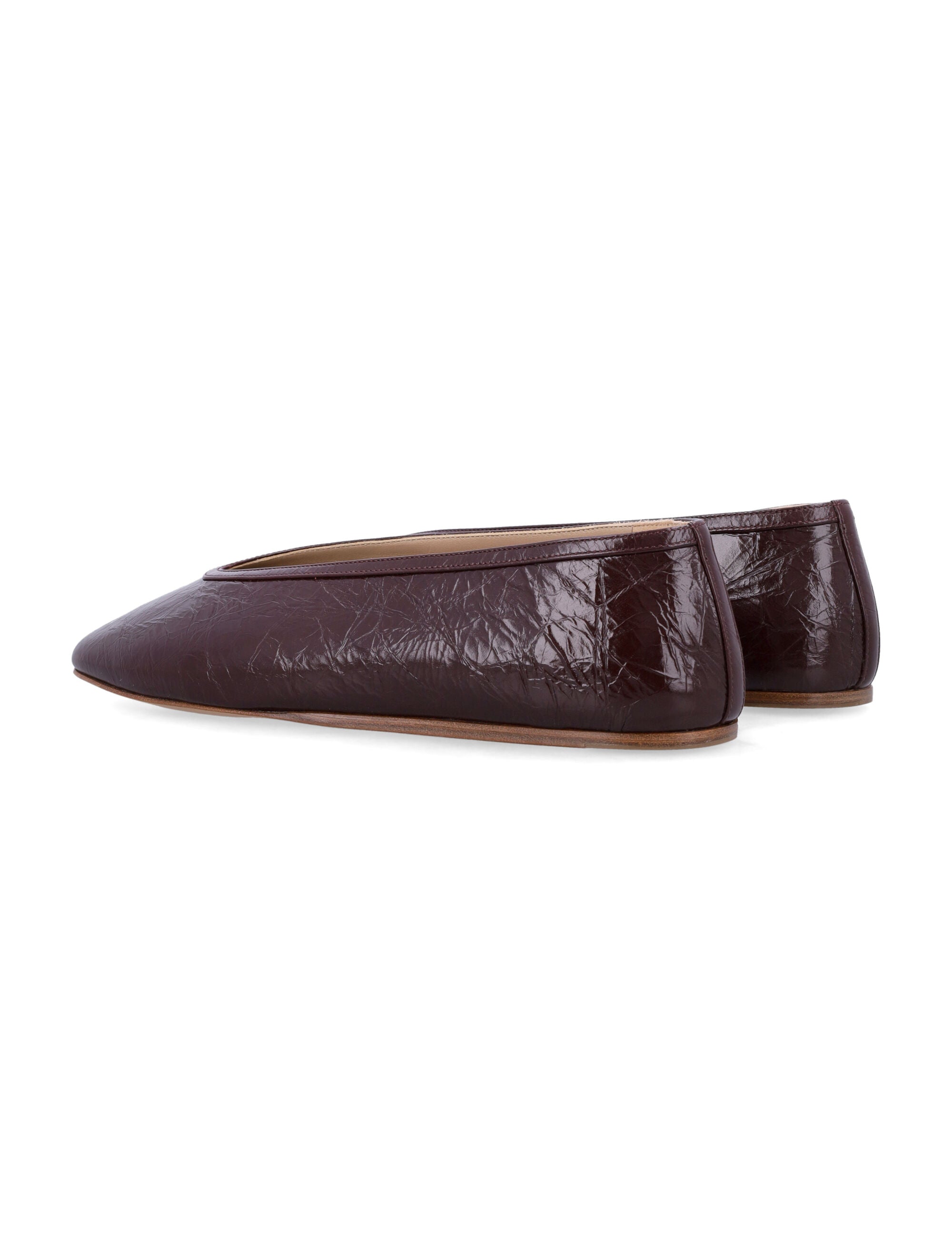 Luna Slippers Auberigne Naplack Leather Burgundy Upper Flat Shoes