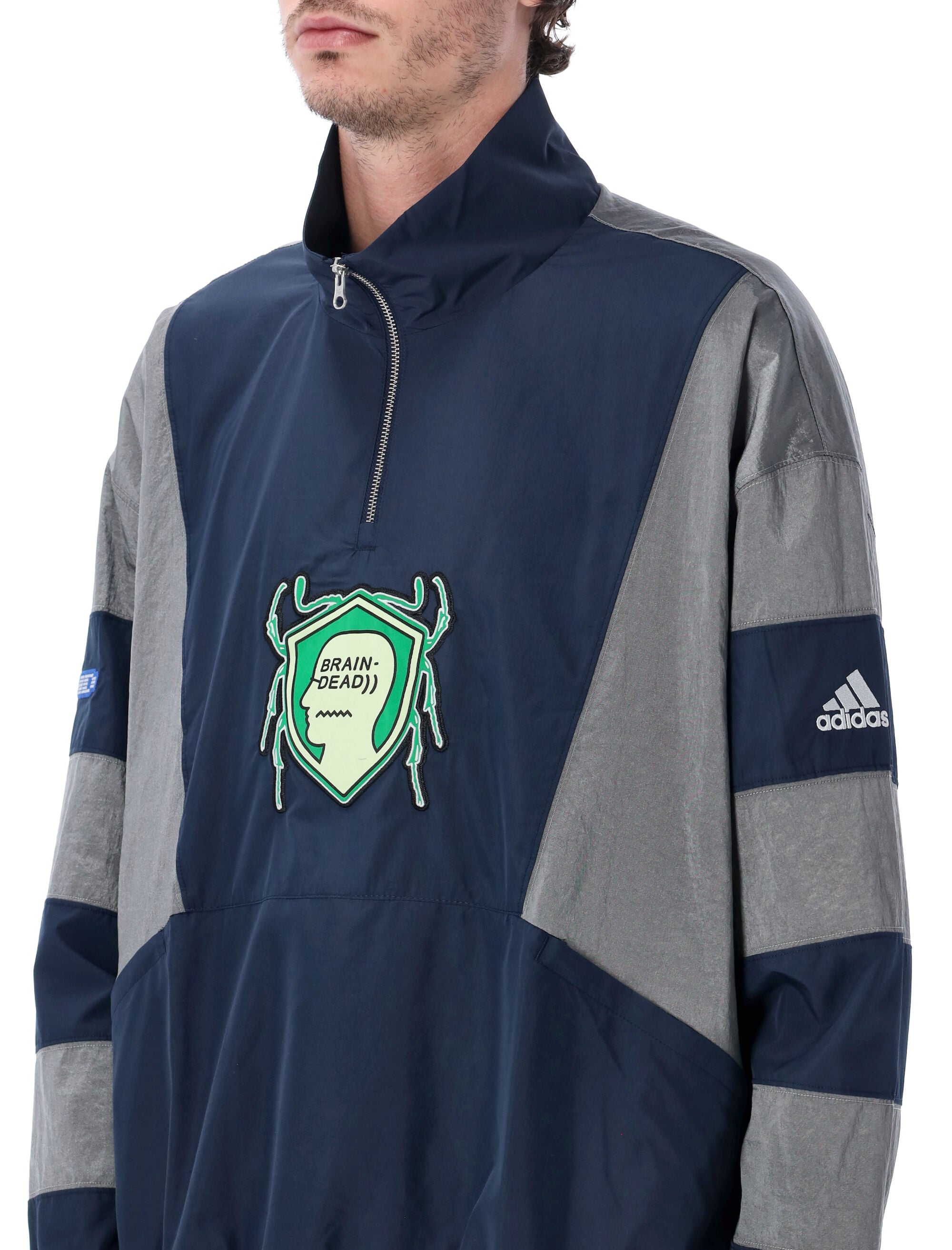 Adidas x Brain Dead half-zip track jacket Navy Grey Recycled Polyester Sweatshirt
