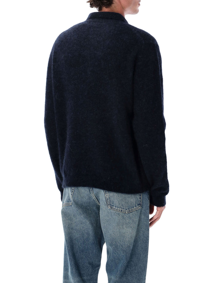 Sunflower Mohair Blend Polo Sweater Navy Mahair