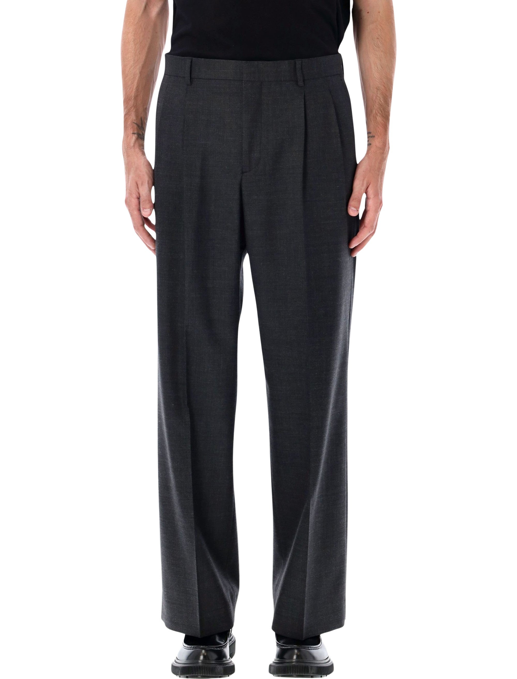 Sunflower wide-leg wool twill trousers in grey Anthracite Polyester Pant