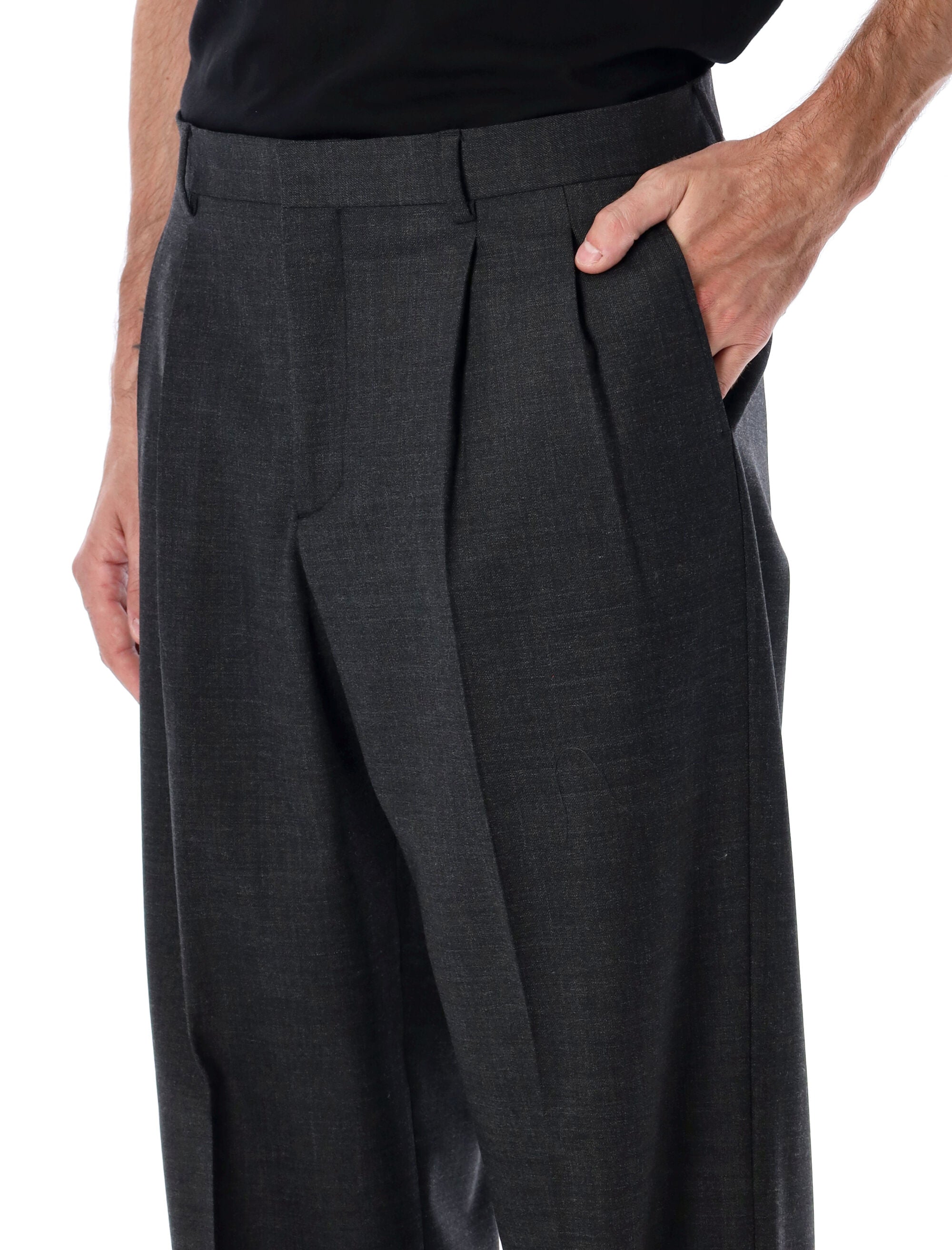 Sunflower wide-leg wool twill trousers in grey Anthracite Polyester Pant