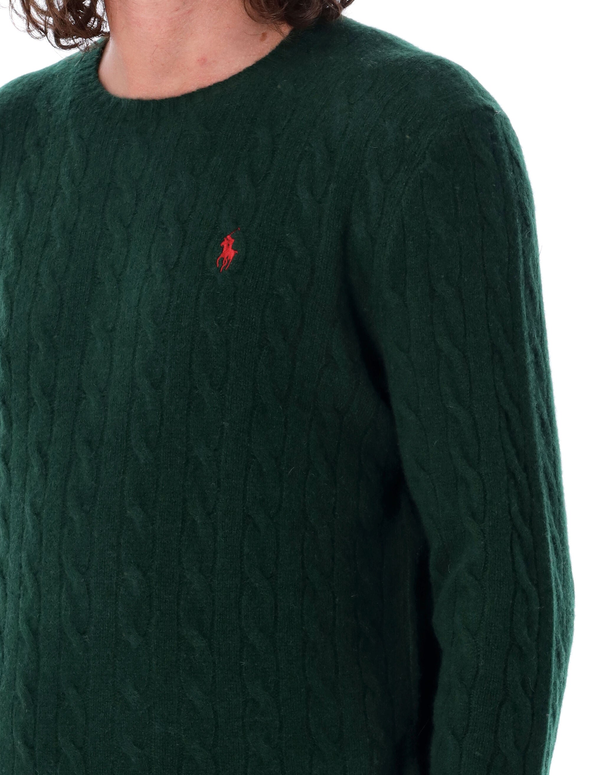 Polo Ralph Lauren Wool-Cashmere Cable-Knit Jumper Moss Sweater