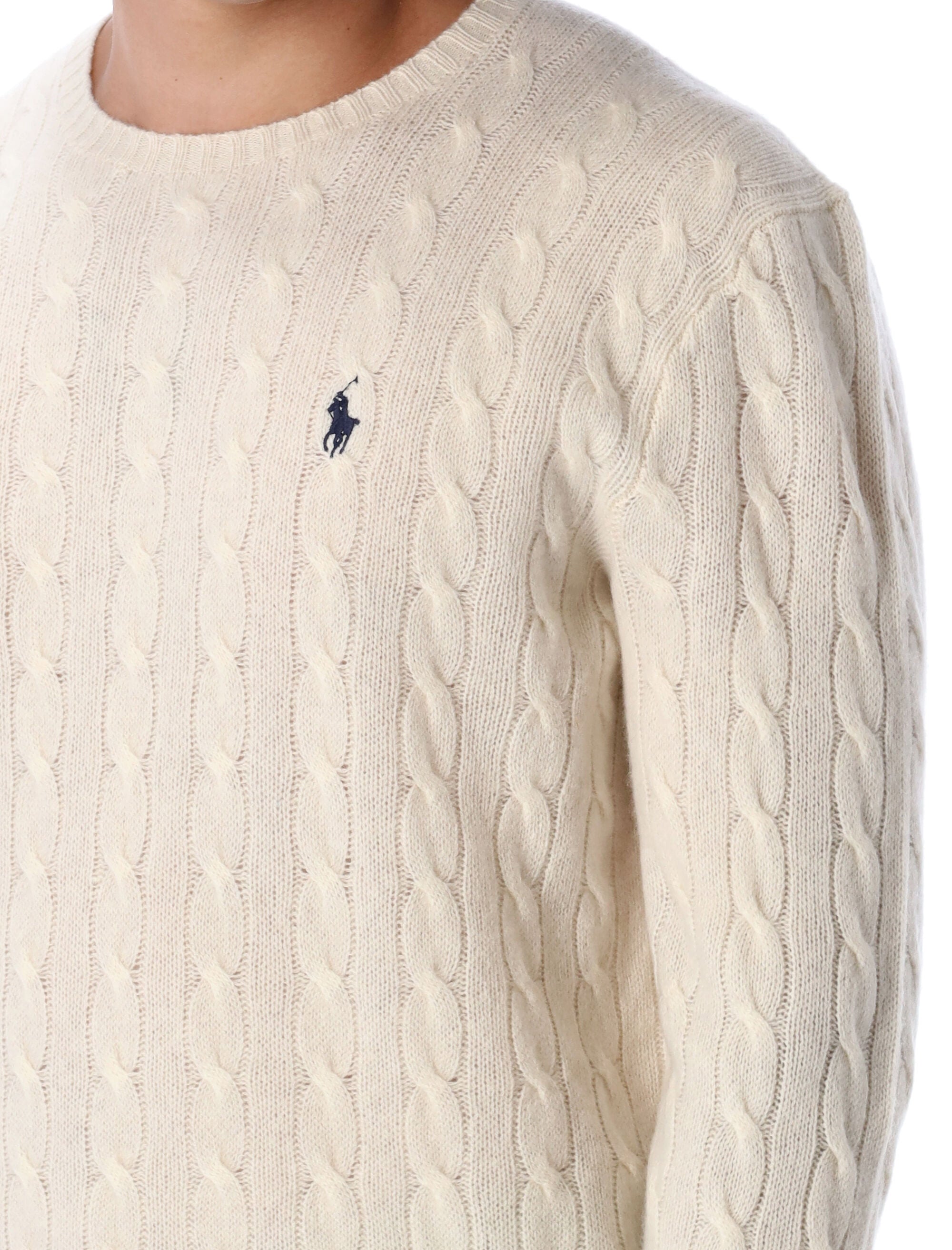 Polo Ralph Lauren Wool-Cashmere Cable-Knit Jumper Cream Sweater