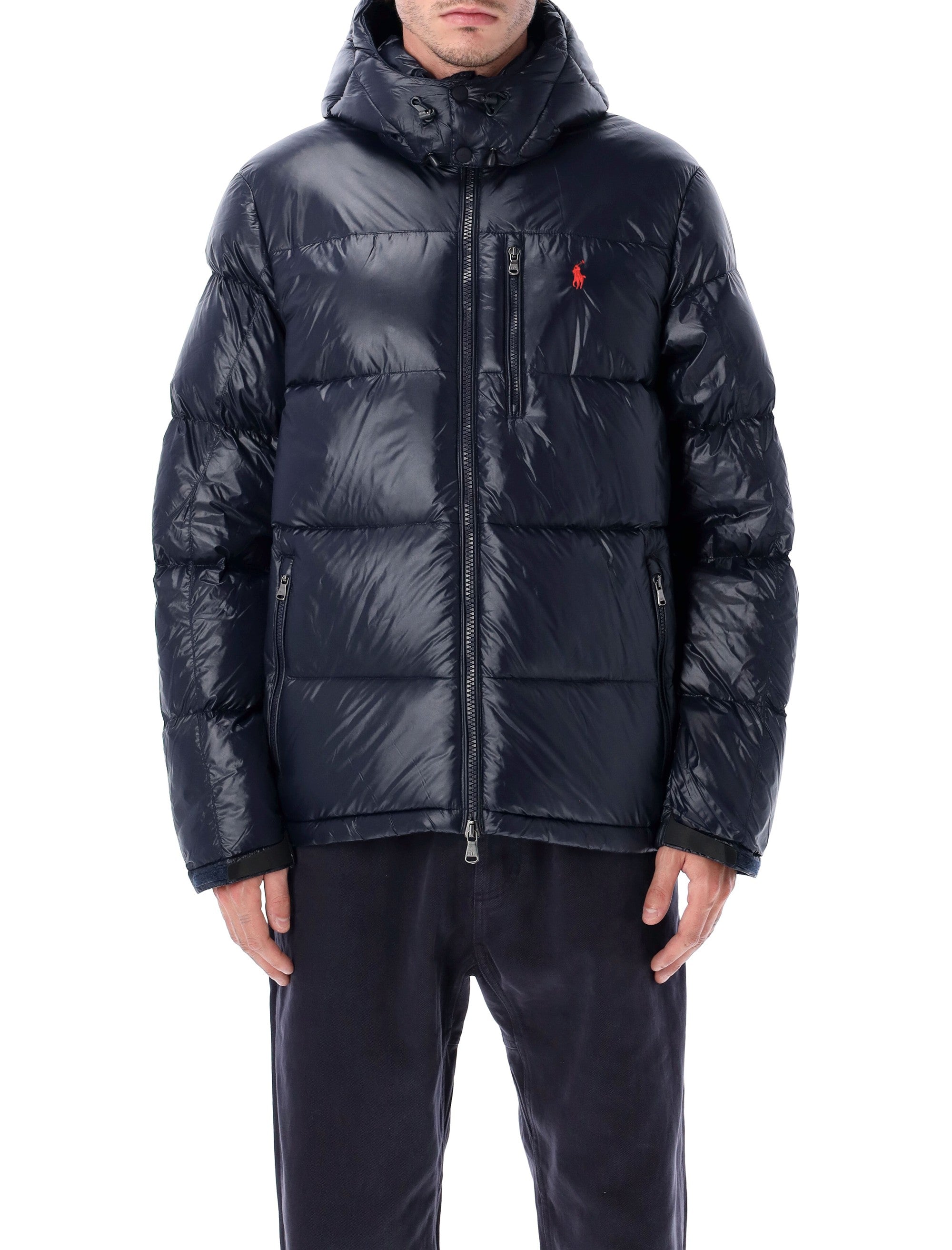 Polo Ralph Lauren The Gorham Glossed down jacket with detachable hood Navy Recycled Nylon Filling