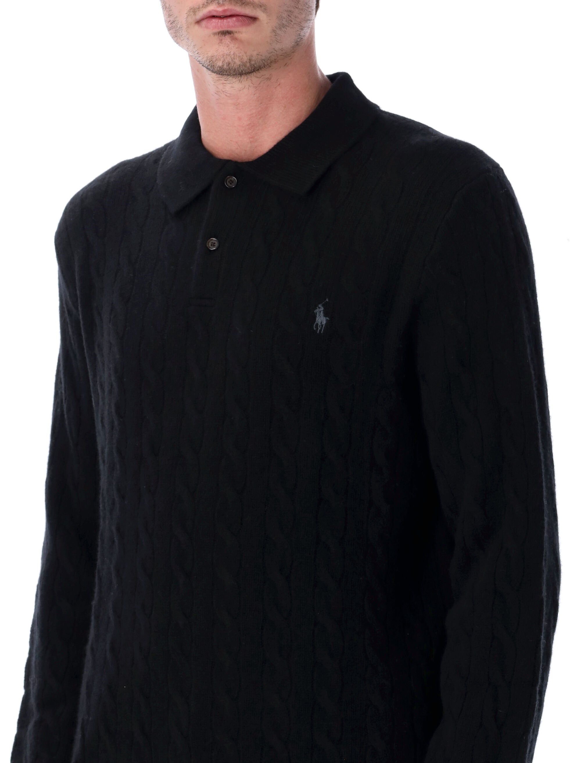 Polo Ralph Lauren Cable Knit Wool And Cashmere Sweater Black