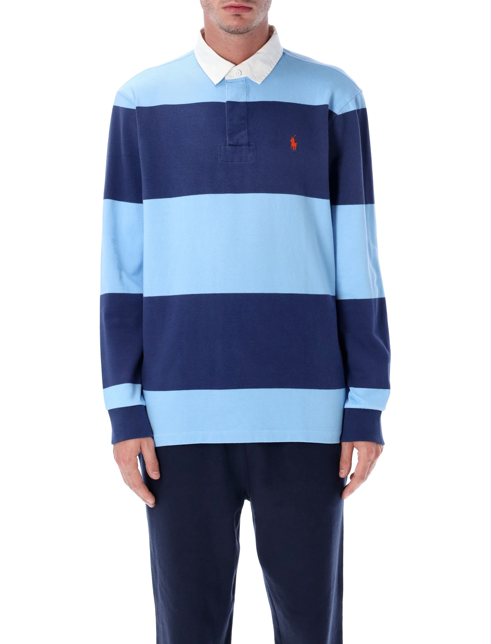 Polo Ralph Lauren iconic striped Rugby shirt Chambray Blue Cotton T-shirt