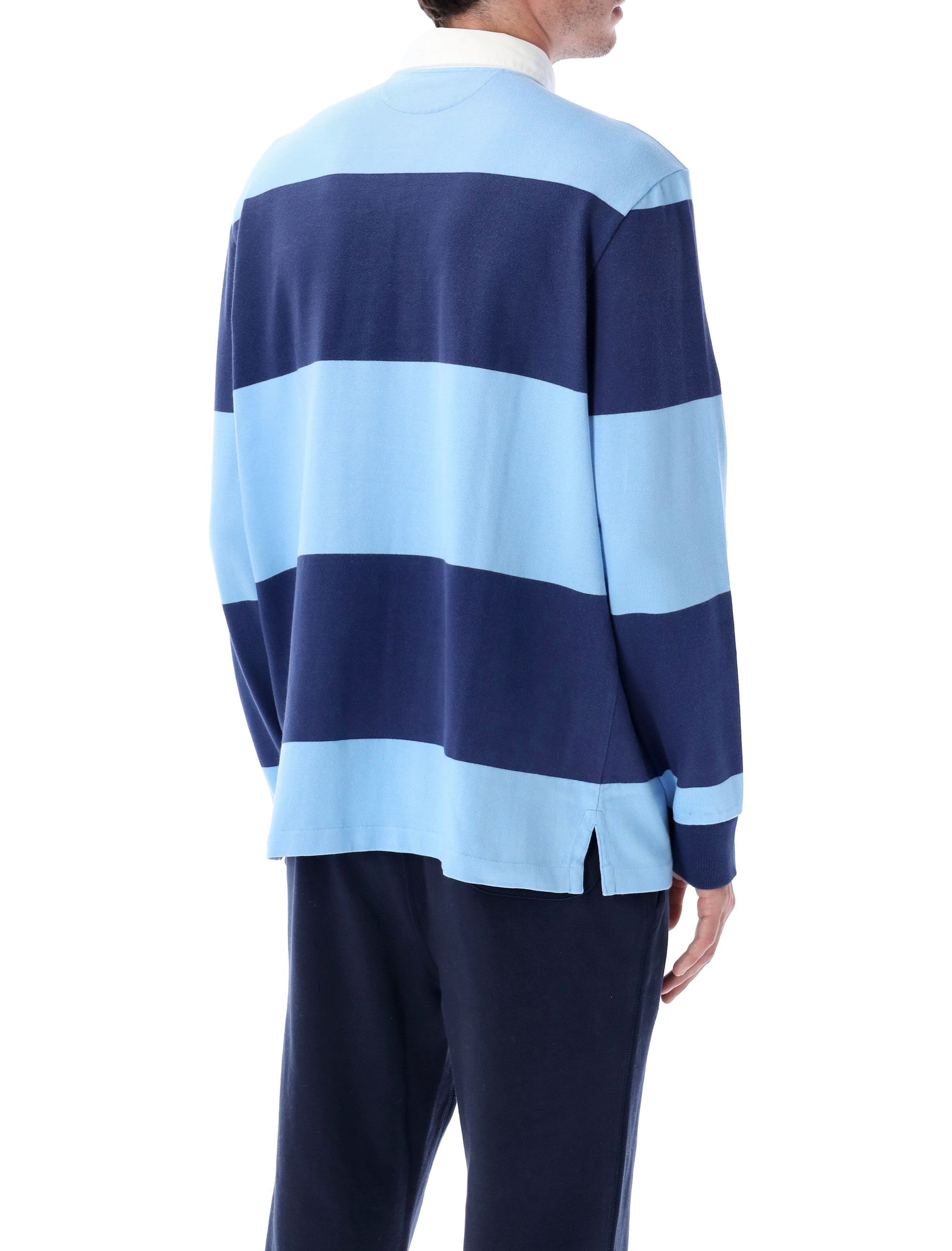 Polo Ralph Lauren iconic striped Rugby shirt Chambray Blue Cotton T-shirt