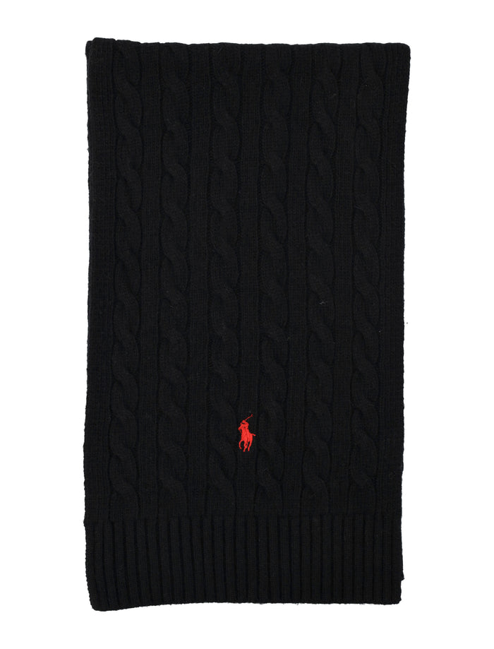 Polo Ralph Lauren Wool-Blend Cable-Knit Scarf Black