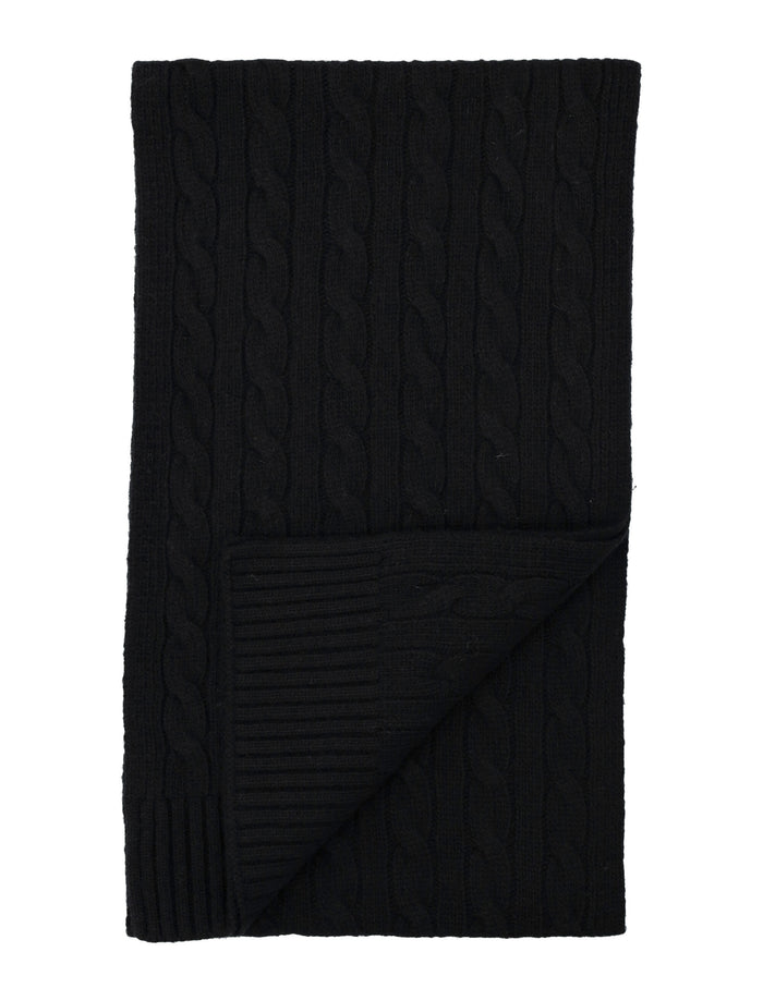Polo Ralph Lauren Wool-Blend Cable-Knit Scarf Black
