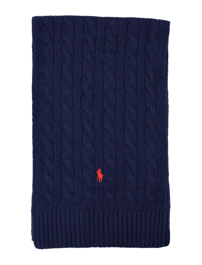 Polo Ralph Lauren Wool-Blend Cable-Knit Scarf Navy
