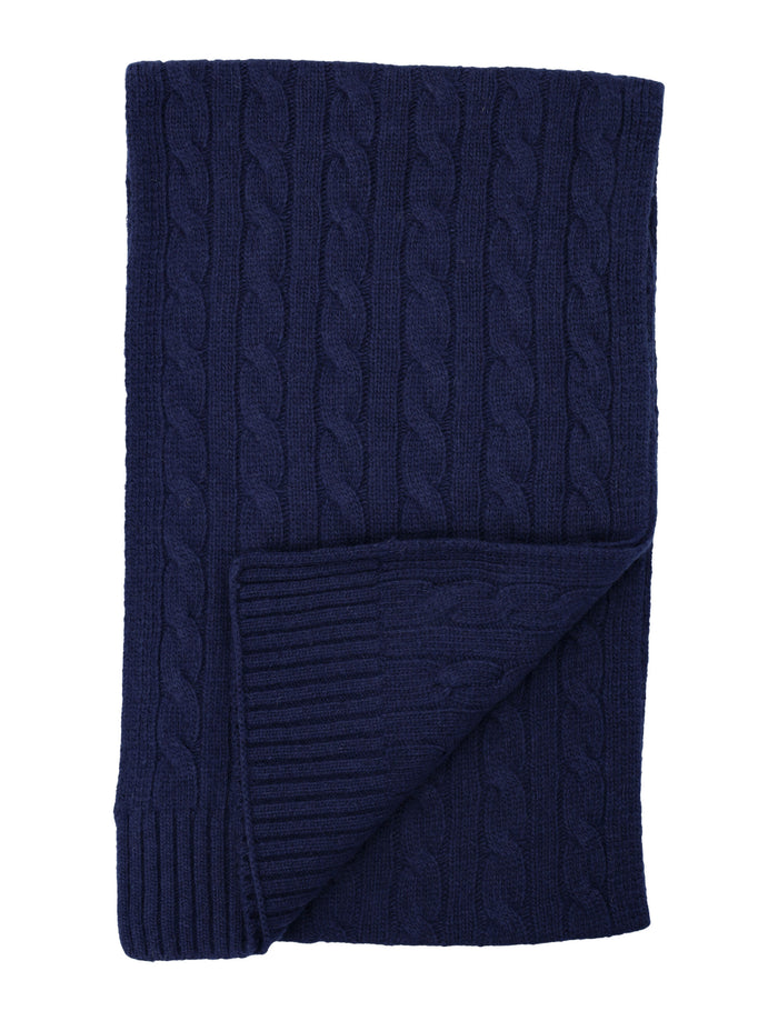 Polo Ralph Lauren Wool-Blend Cable-Knit Scarf Navy