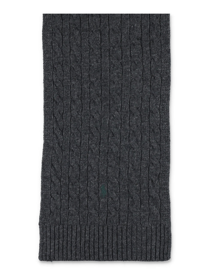 Polo Ralph Lauren Wool-Blend Cable-Knit Scarf Dk Grey