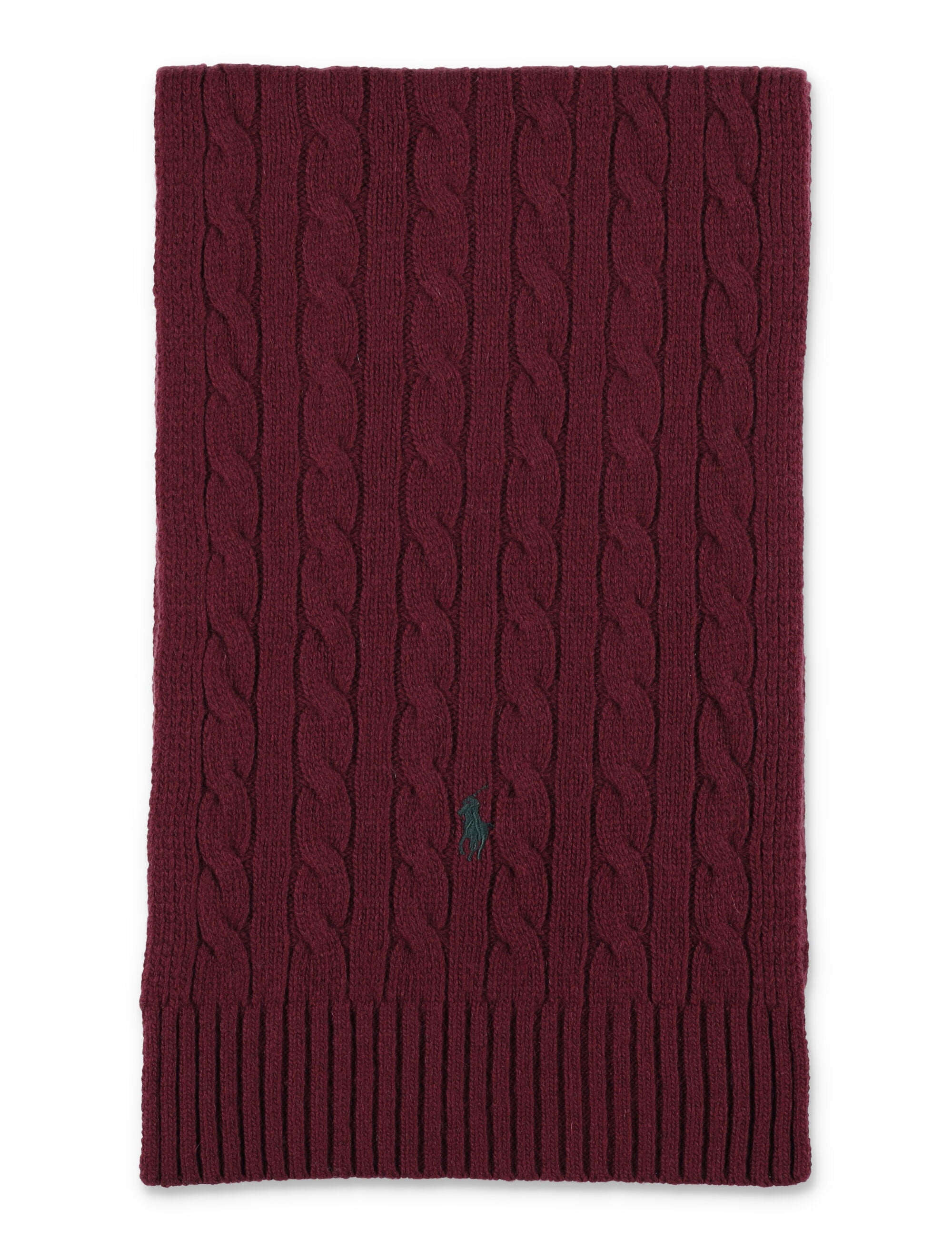 Polo Ralph Lauren Wool-Blend Cable-Knit Scarf Wine