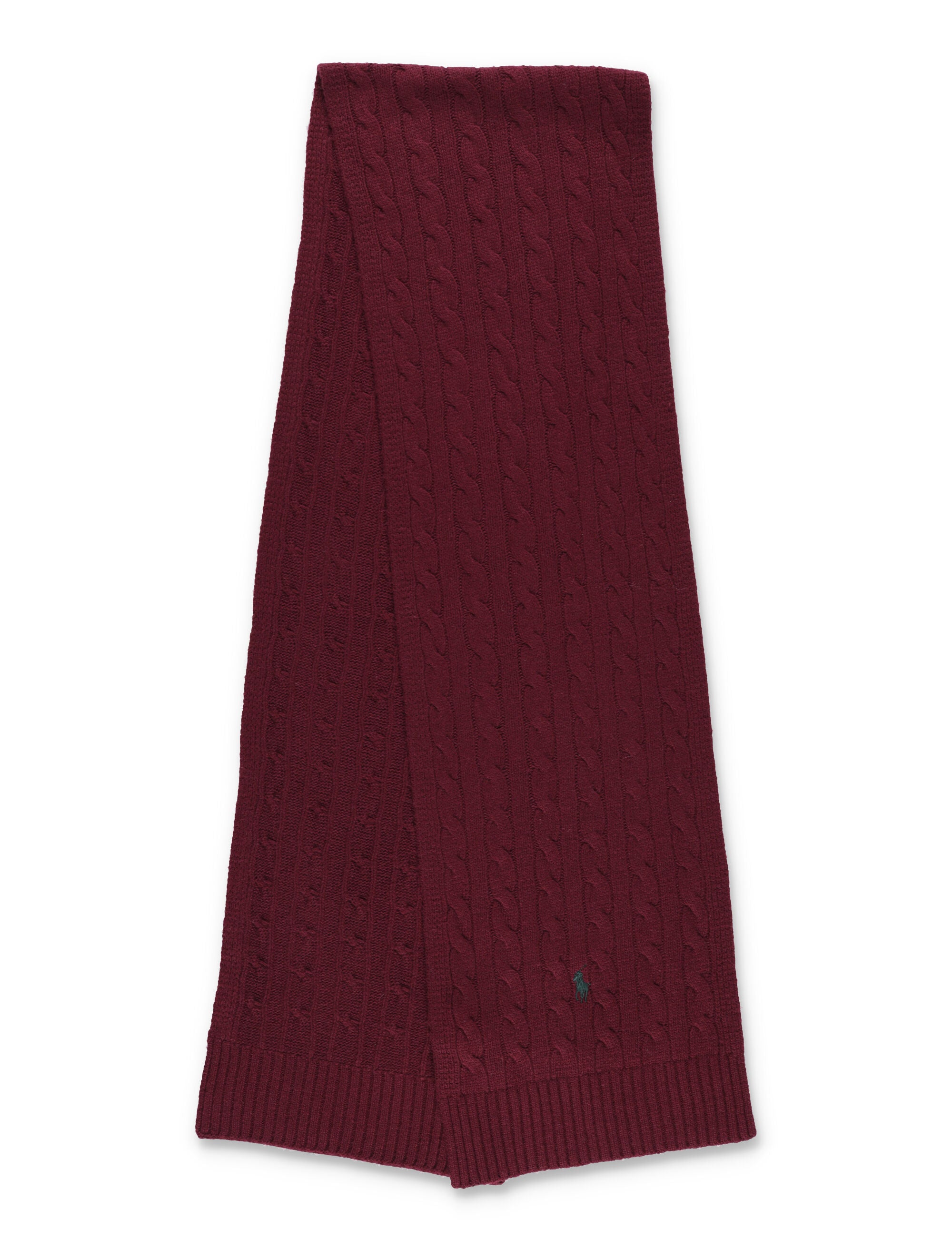 Polo Ralph Lauren Wool-Blend Cable-Knit Scarf Wine