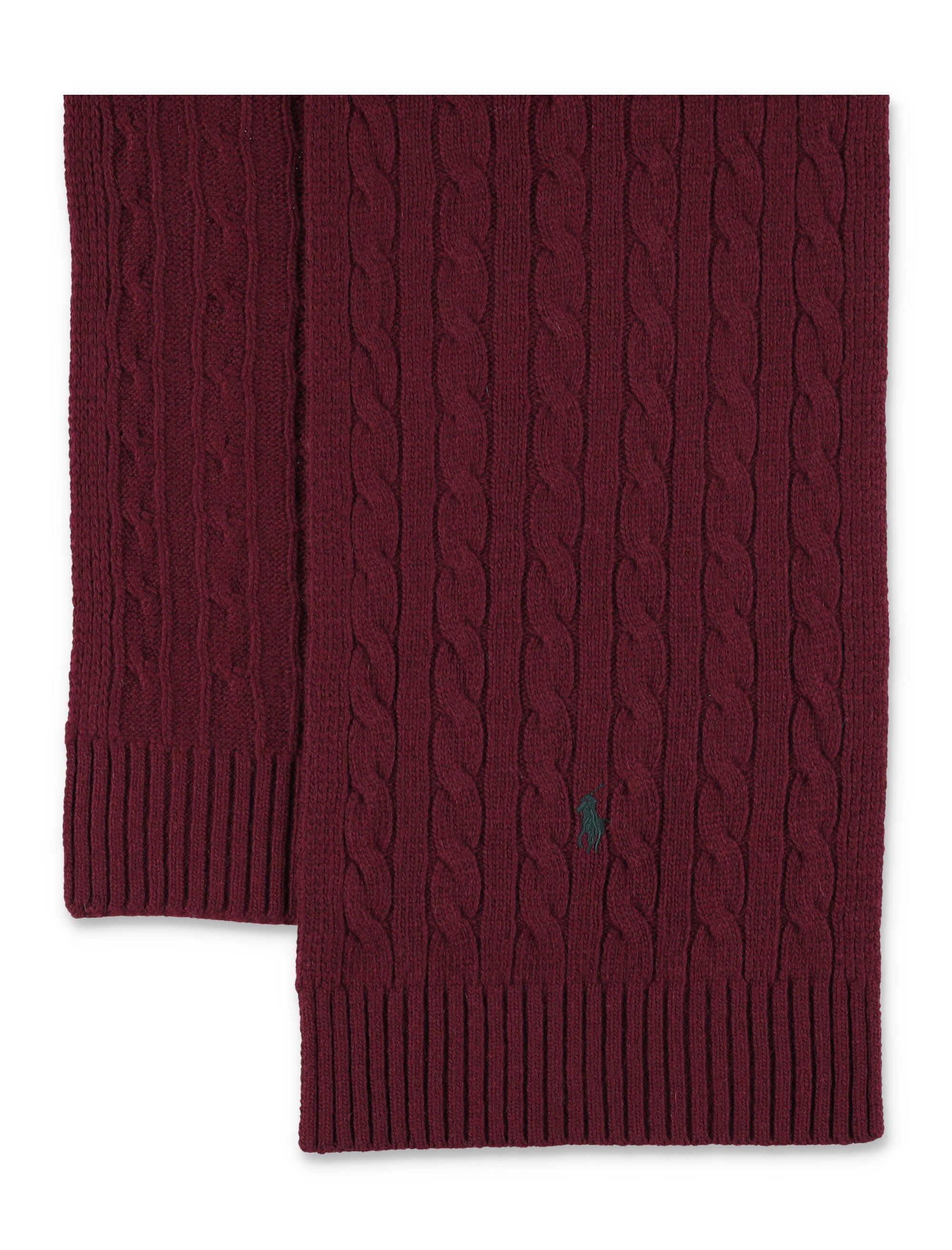 Polo Ralph Lauren Wool-Blend Cable-Knit Scarf Wine