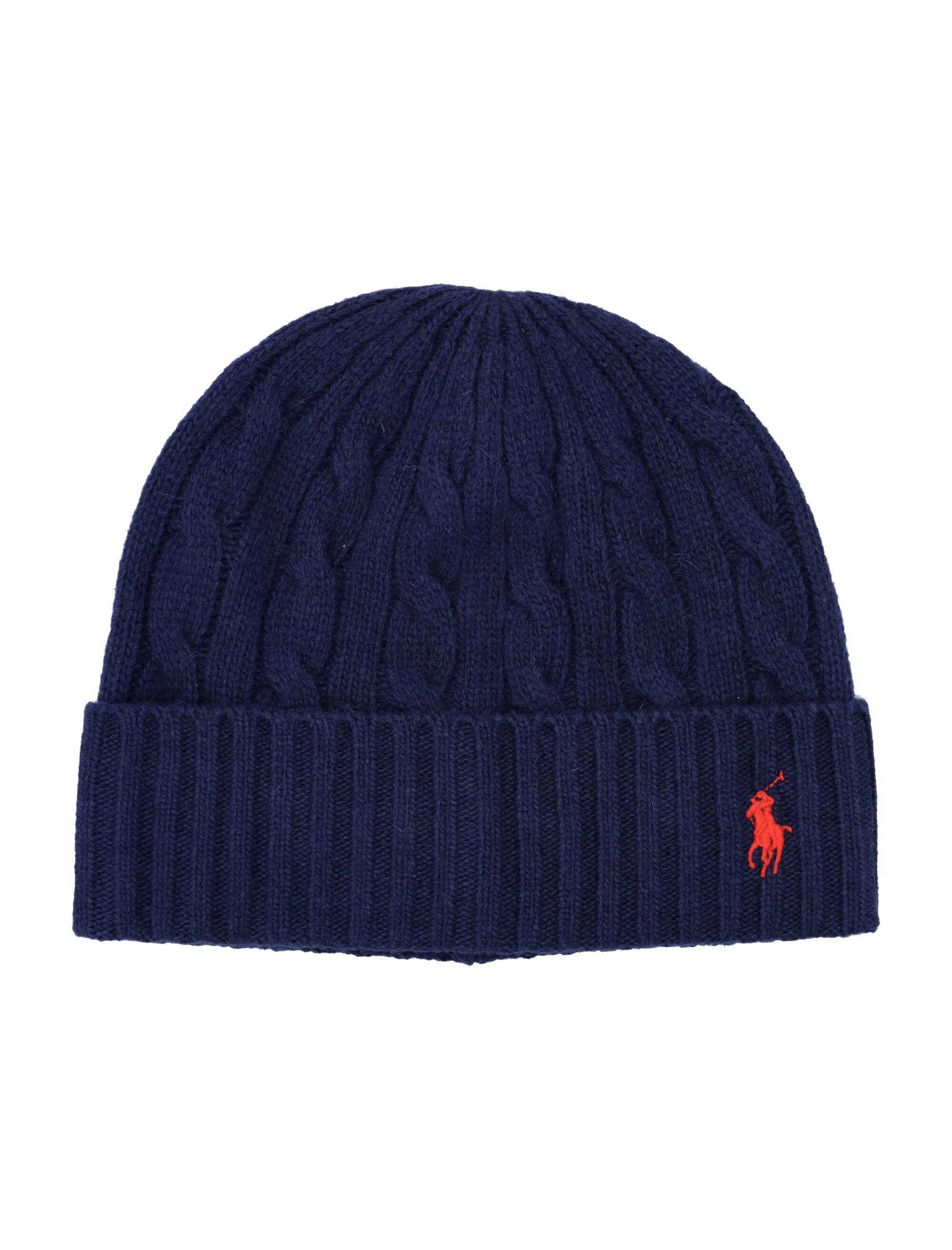 Polo Ralph Lauren Wool-Blend Cable-Knit Beanie Navy Hat